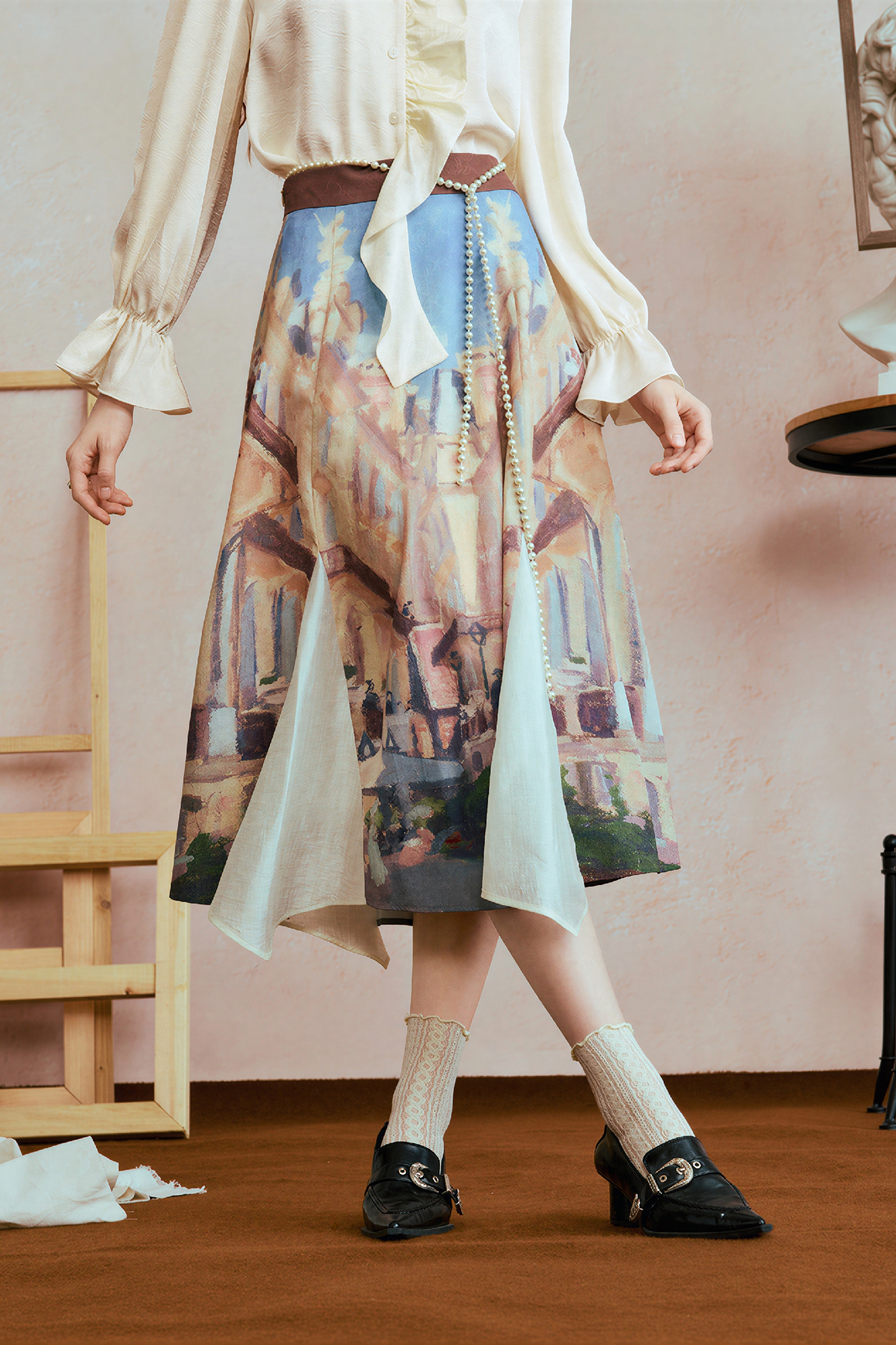 Monet-Inspired Art-Inspired Oil Painting Skirt