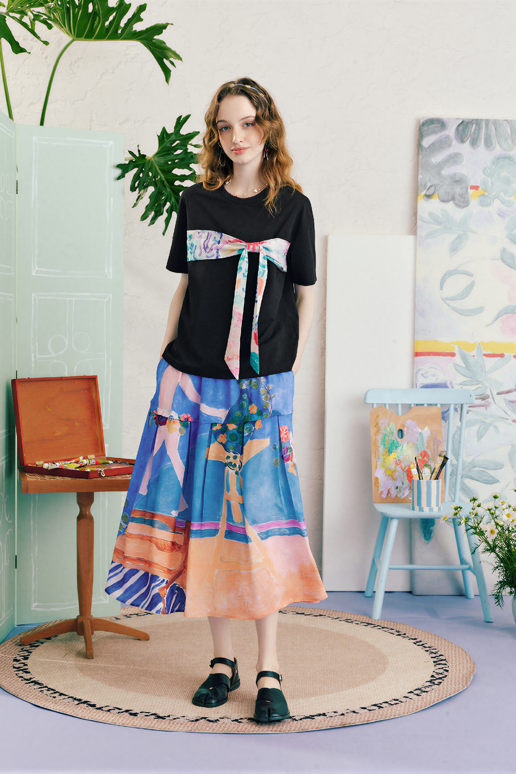 Matisse-Inspired Art Print A-Line Maxi Skirt