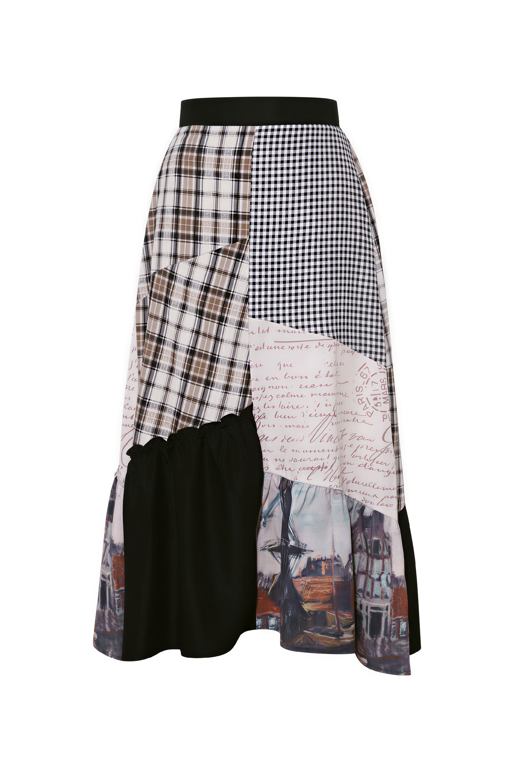 Monet-Inspired Asymmetric Patchwork Maxi Skirt