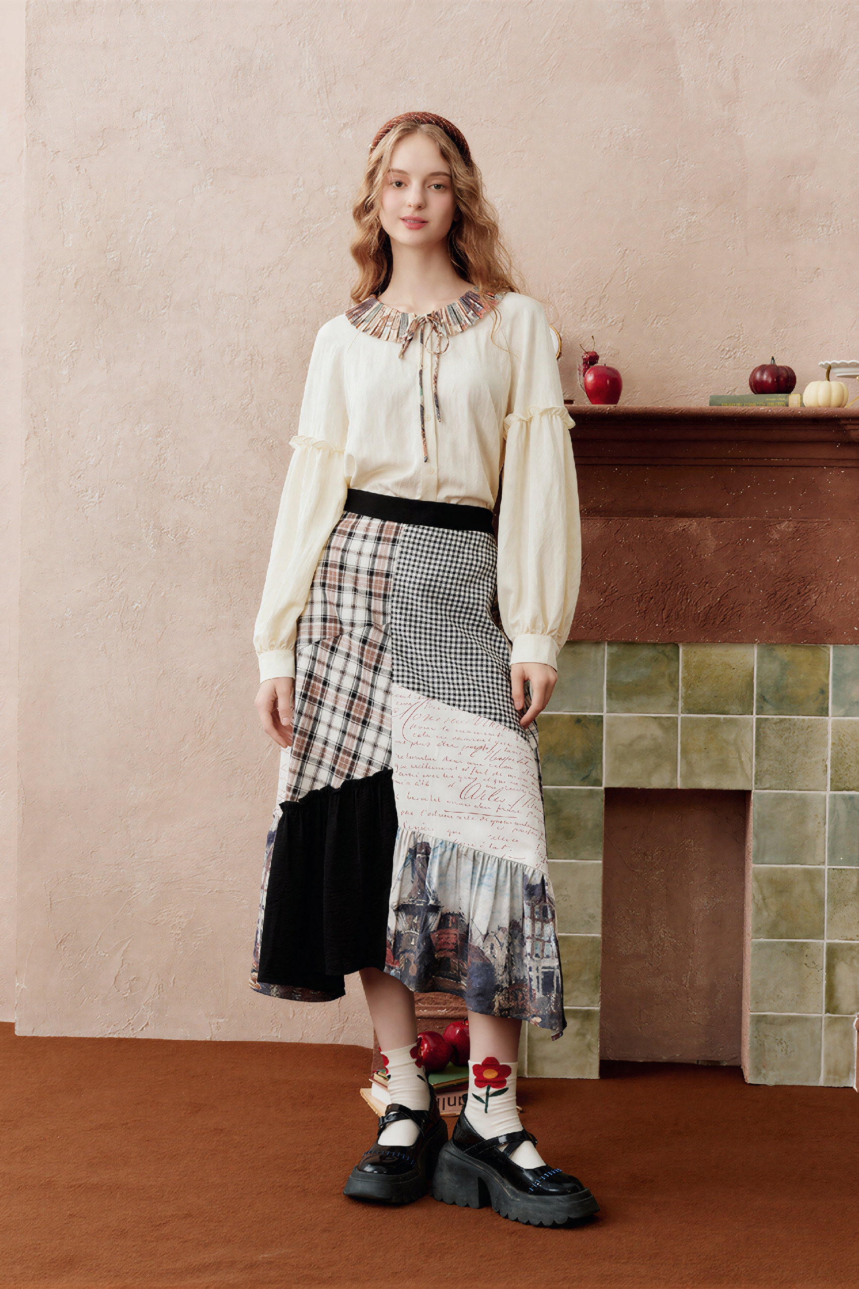 Monet-Inspired Asymmetric Patchwork Maxi Skirt