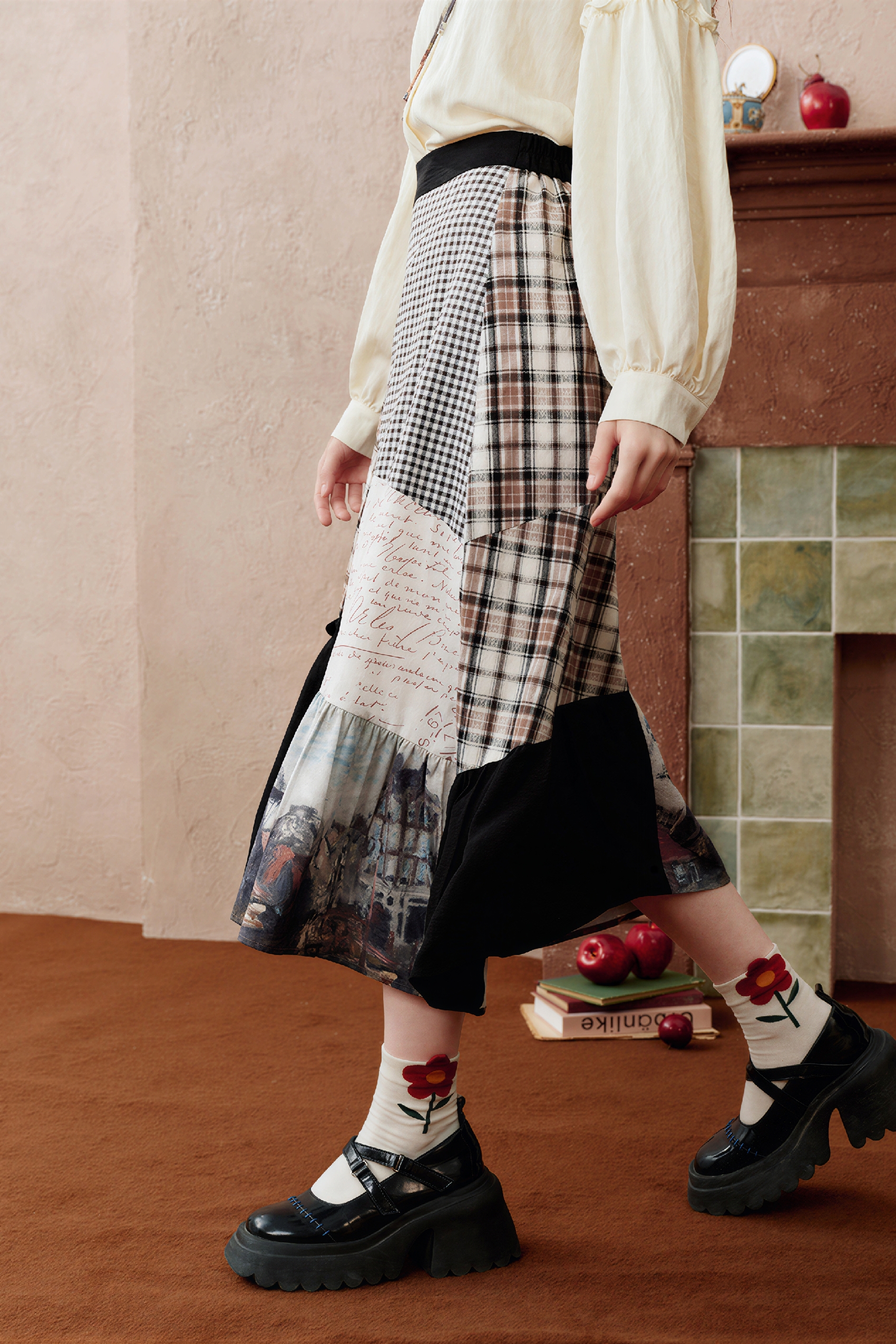 Monet-Inspired Asymmetric Patchwork Maxi Skirt