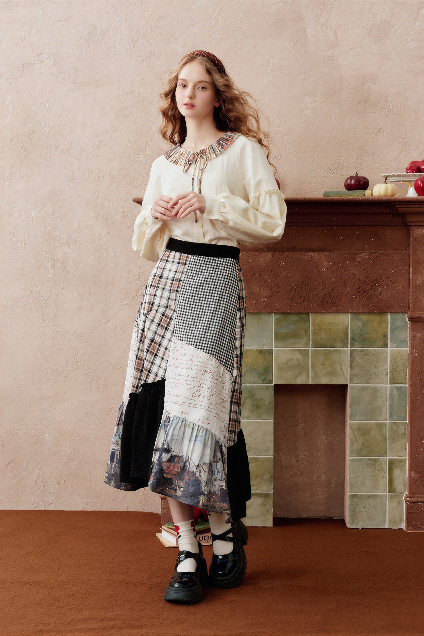 Monet-Inspired Asymmetric Patchwork Maxi Skirt