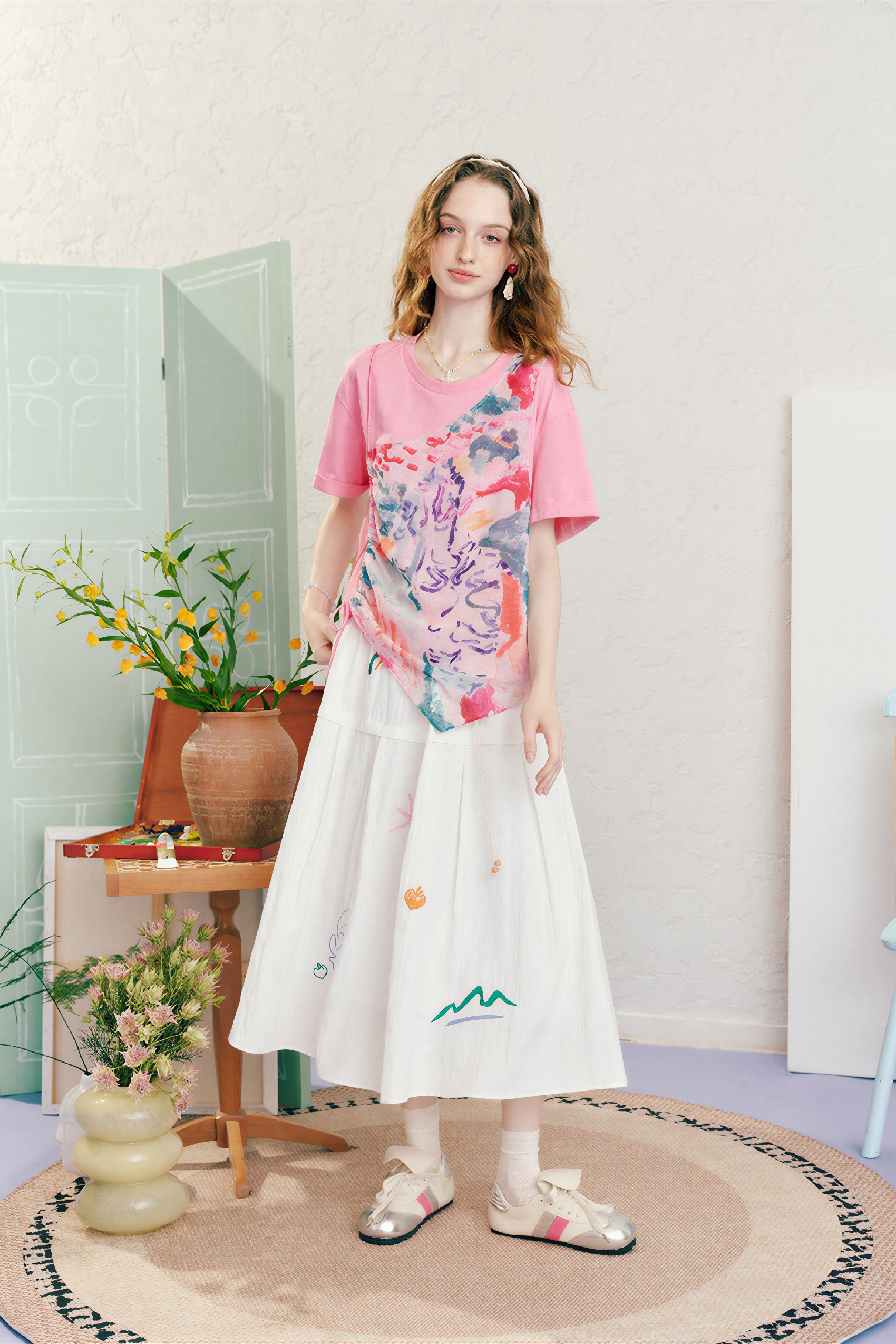 Matisse-Inspired High-Waisted  A-Line Maxi Skirt