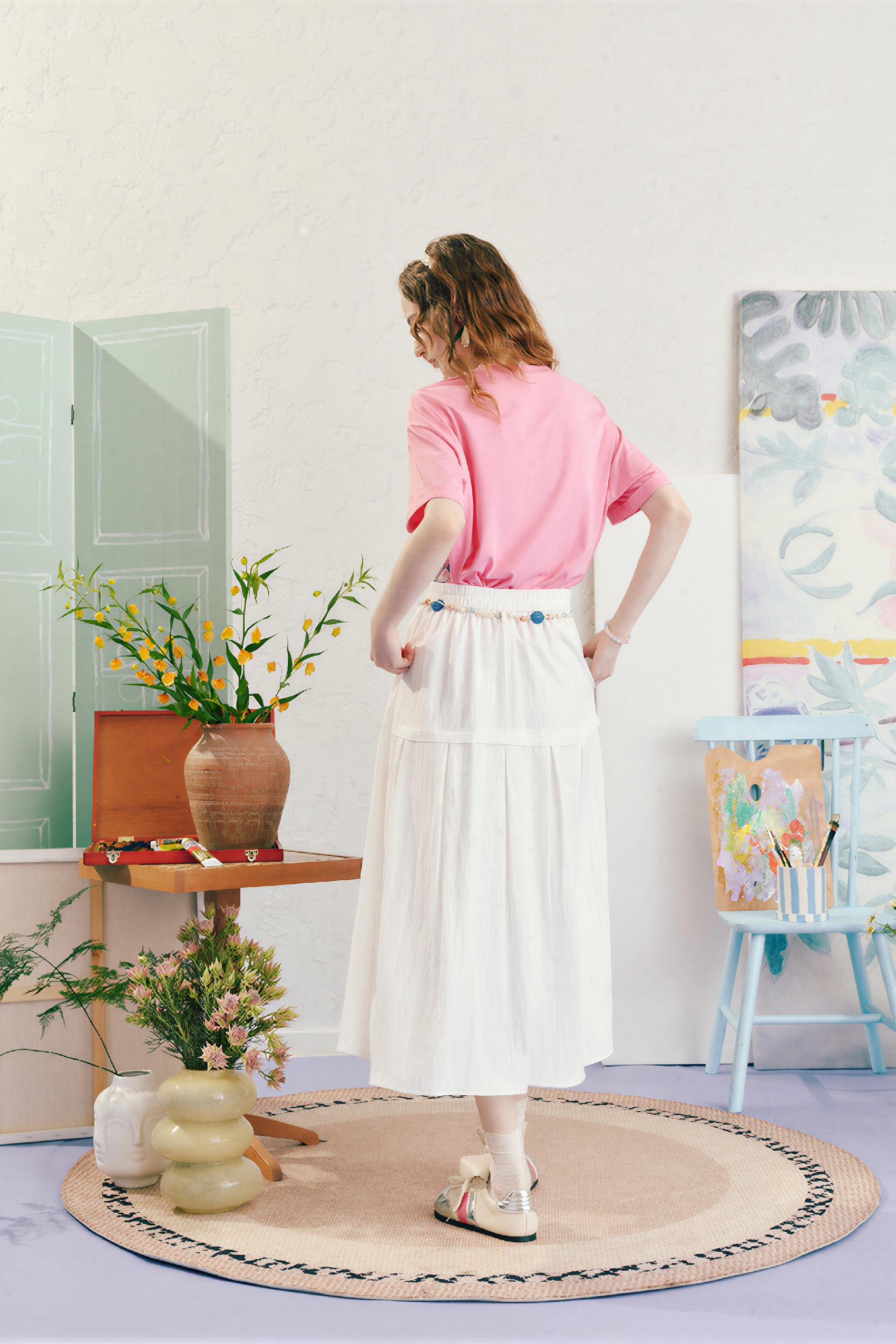 Matisse-Inspired High-Waisted  A-Line Maxi Skirt