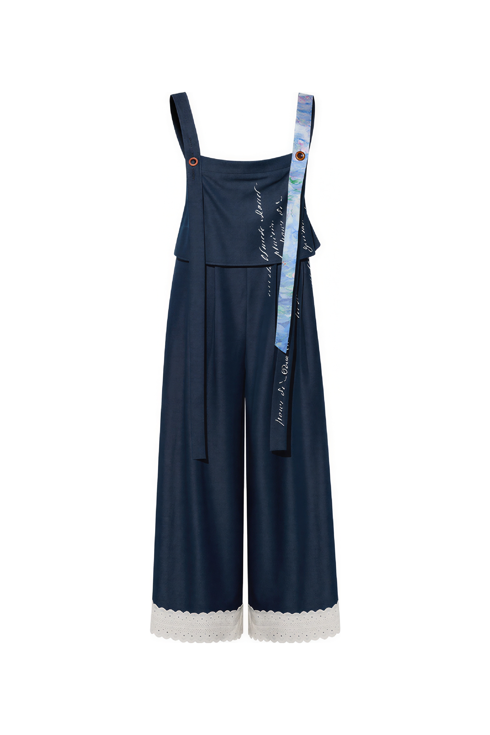 Monet-Inspired Patchwork Wide-Leg Overalls