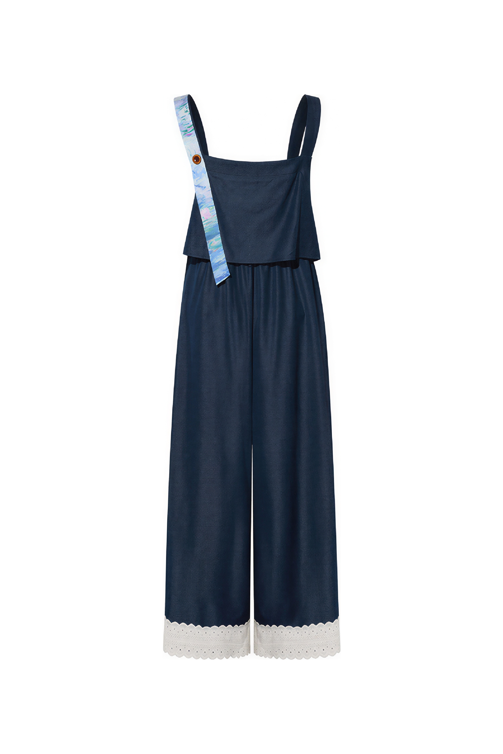 Monet-Inspired Patchwork Wide-Leg Overalls