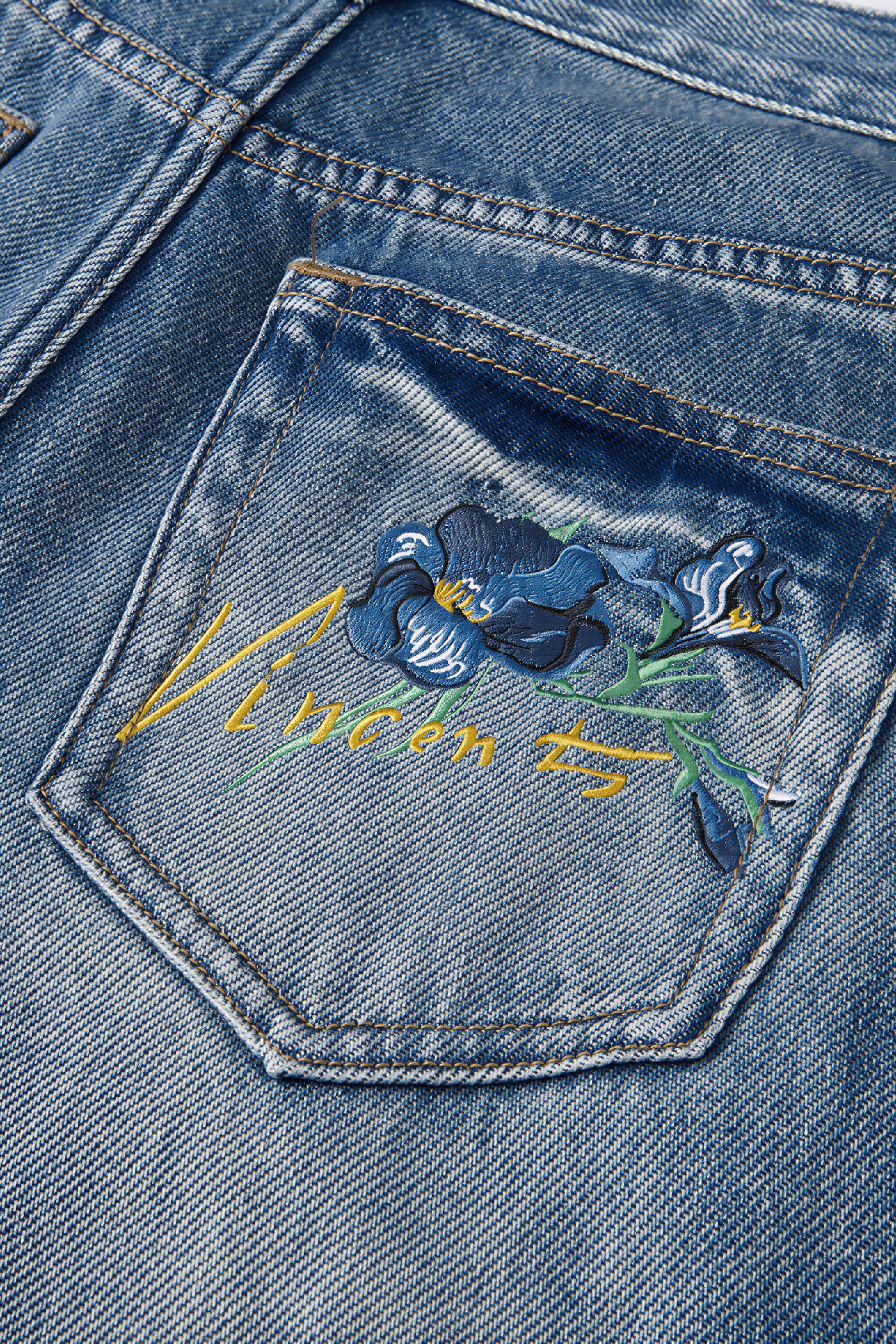 Van Gogh-Inspired High-Waisted Relaxed Jeans