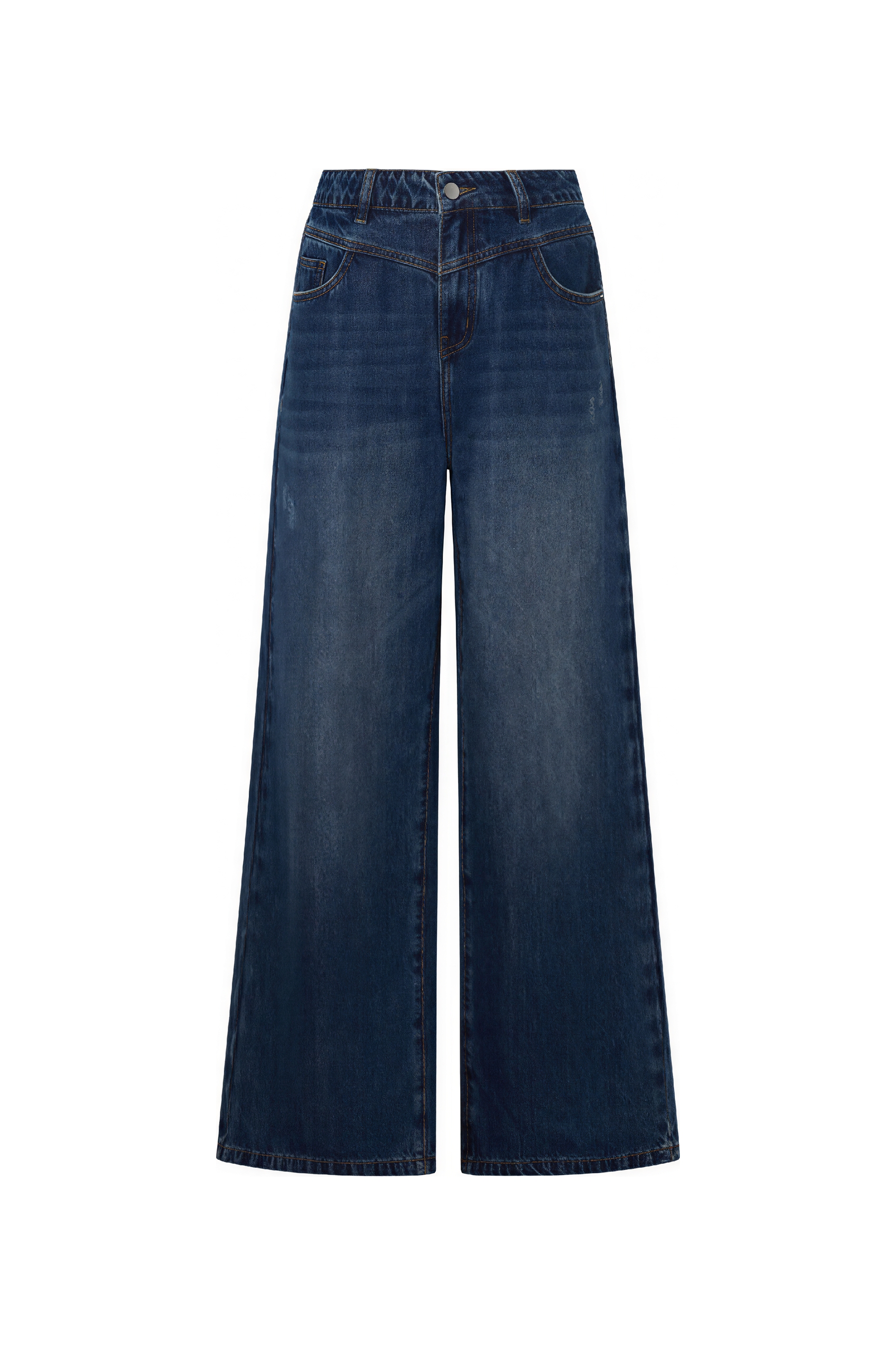Denim blue wide-leg jeans-LYONSENS