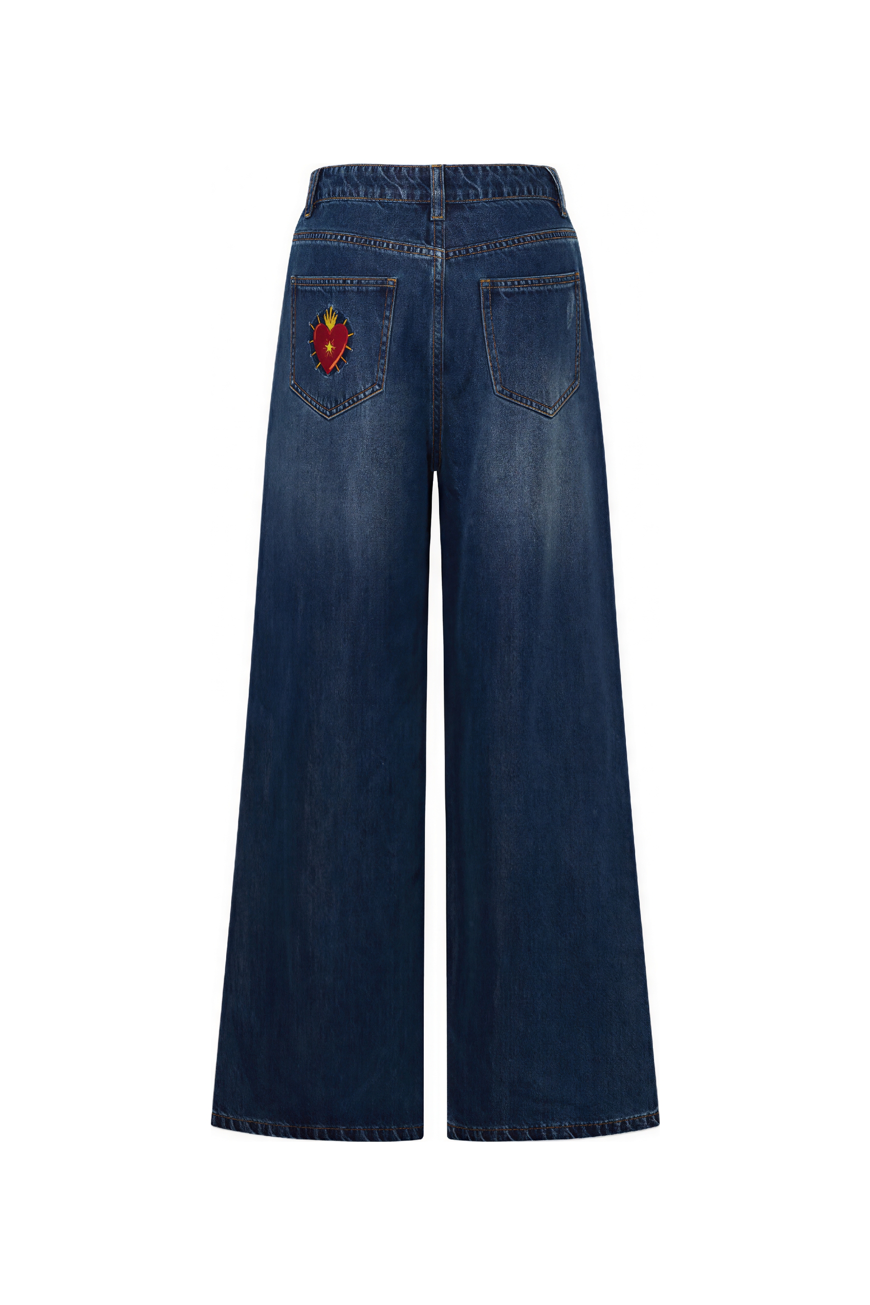 Denim blue wide-leg jeans-LYONSENS