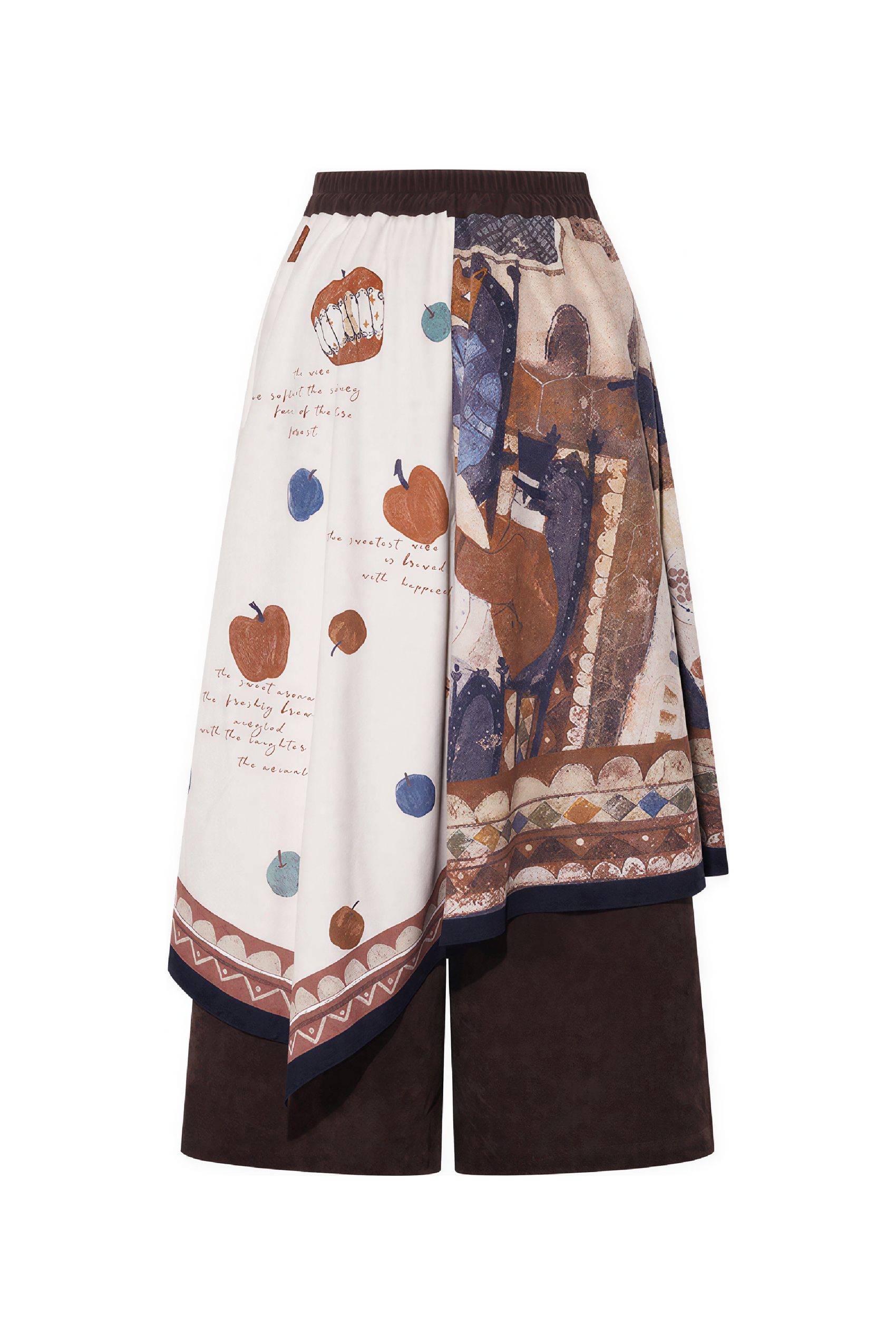 Relaxed Faux Layered Cropped Wide-Leg Culottes