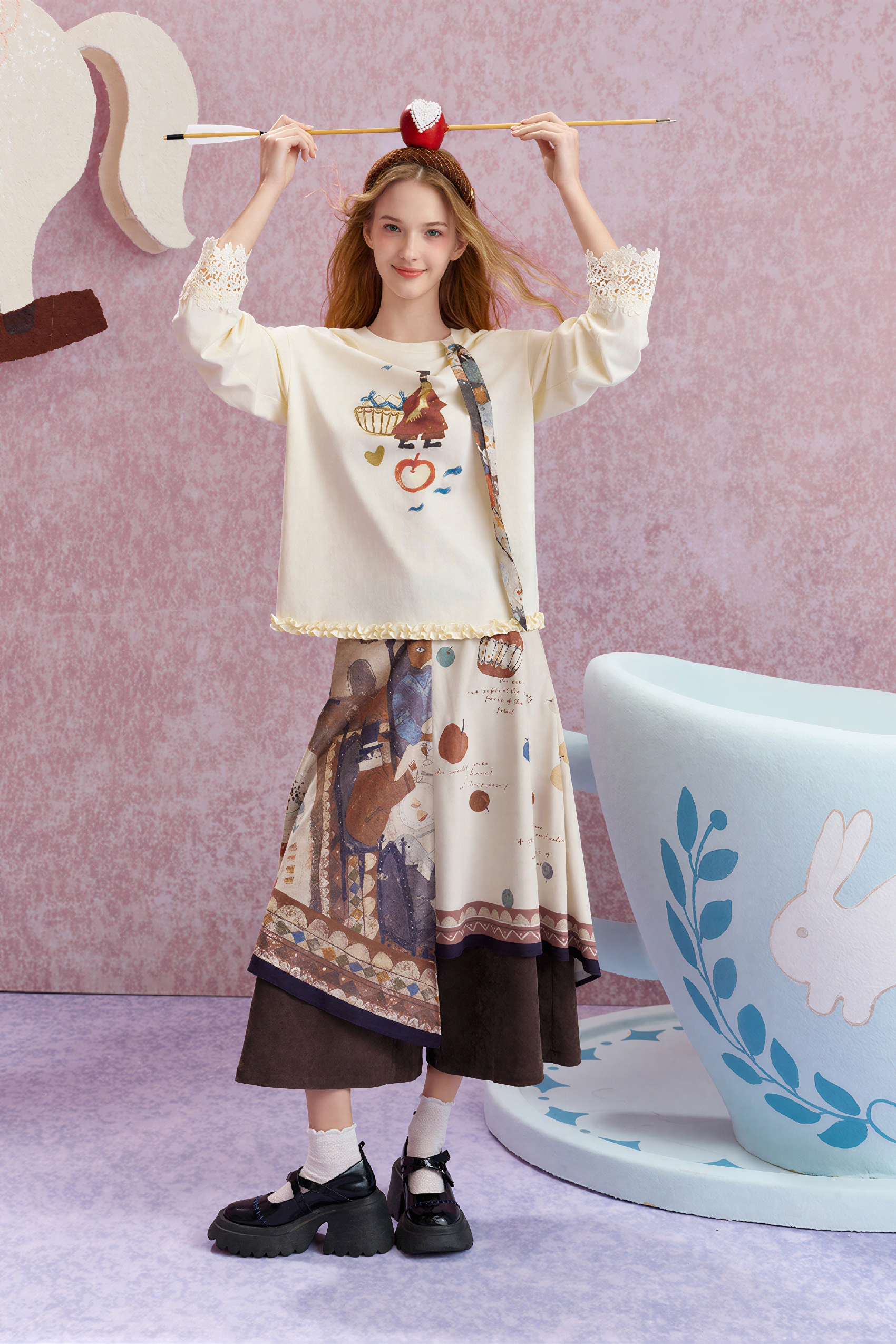 Relaxed Faux Layered Cropped Wide-Leg Culottes