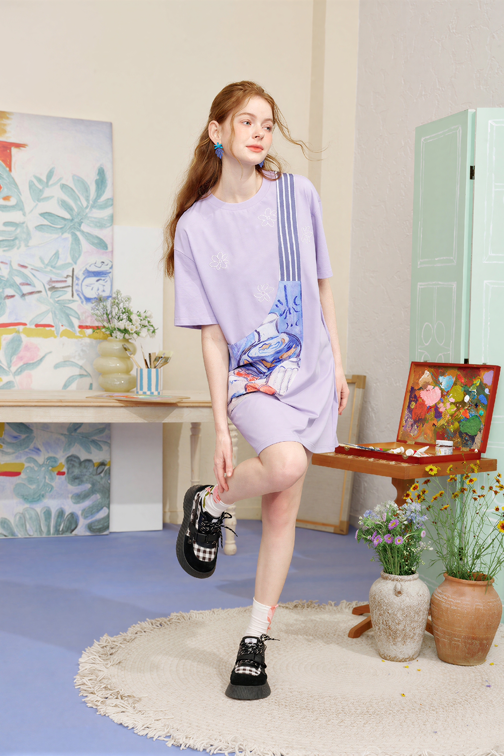 Emerging Artists Series Purple T-Shirt Dress-LYONSENS