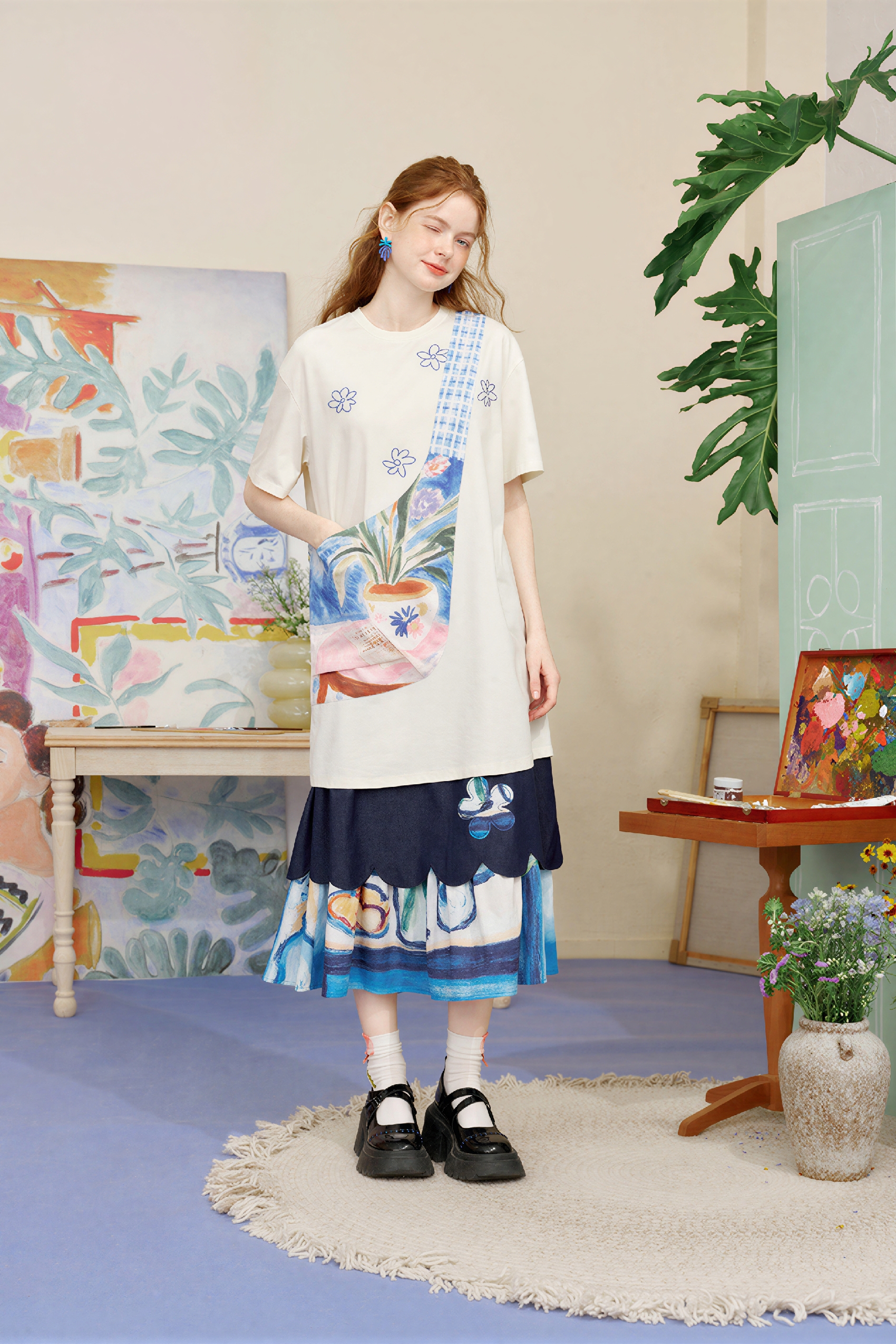 Emerging Artists Series Purple T-Shirt Dress-LYONSENS