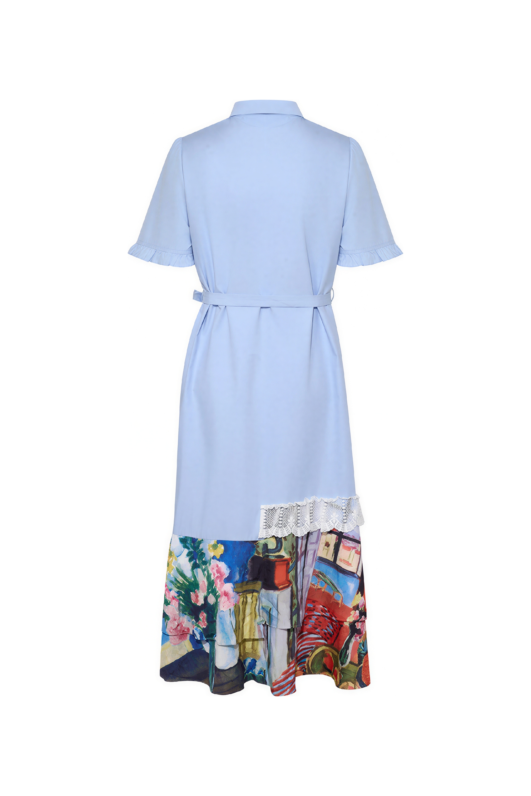 Matisse-Inspired Printed Waist-Defined Shirt Dress