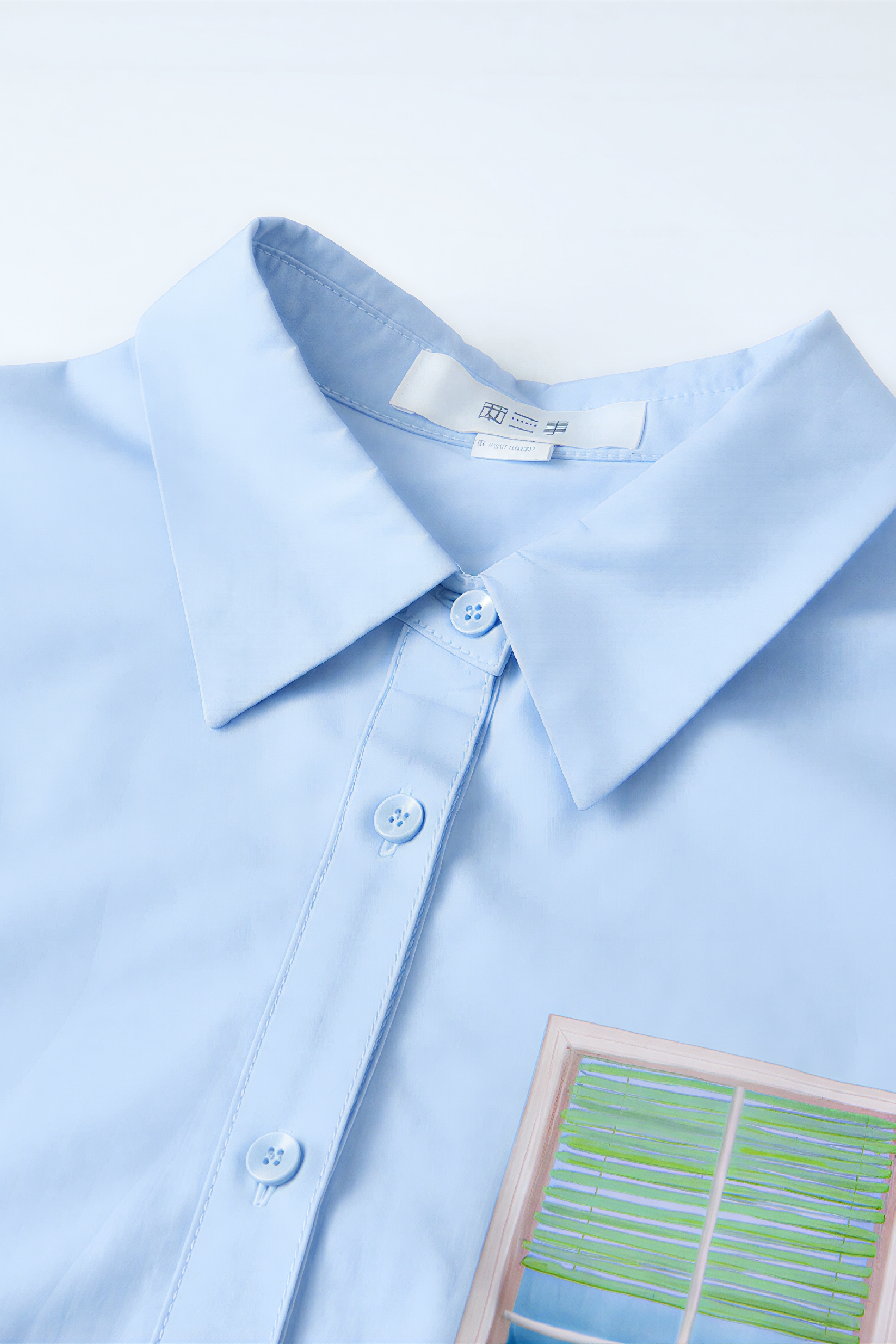 Matisse-Inspired Printed Waist-Defined Shirt Dress