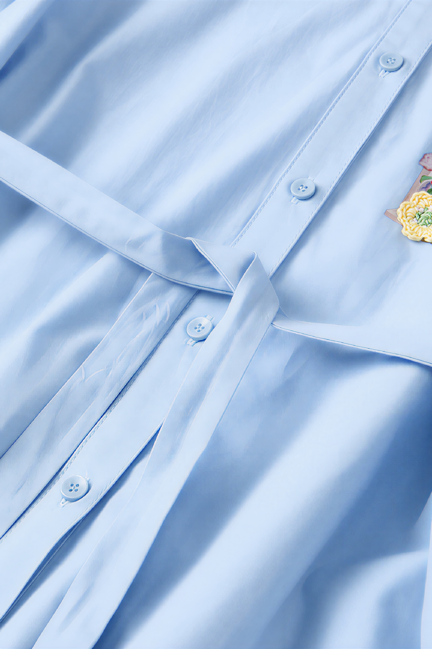 Matisse-Inspired Printed Waist-Defined Shirt Dress