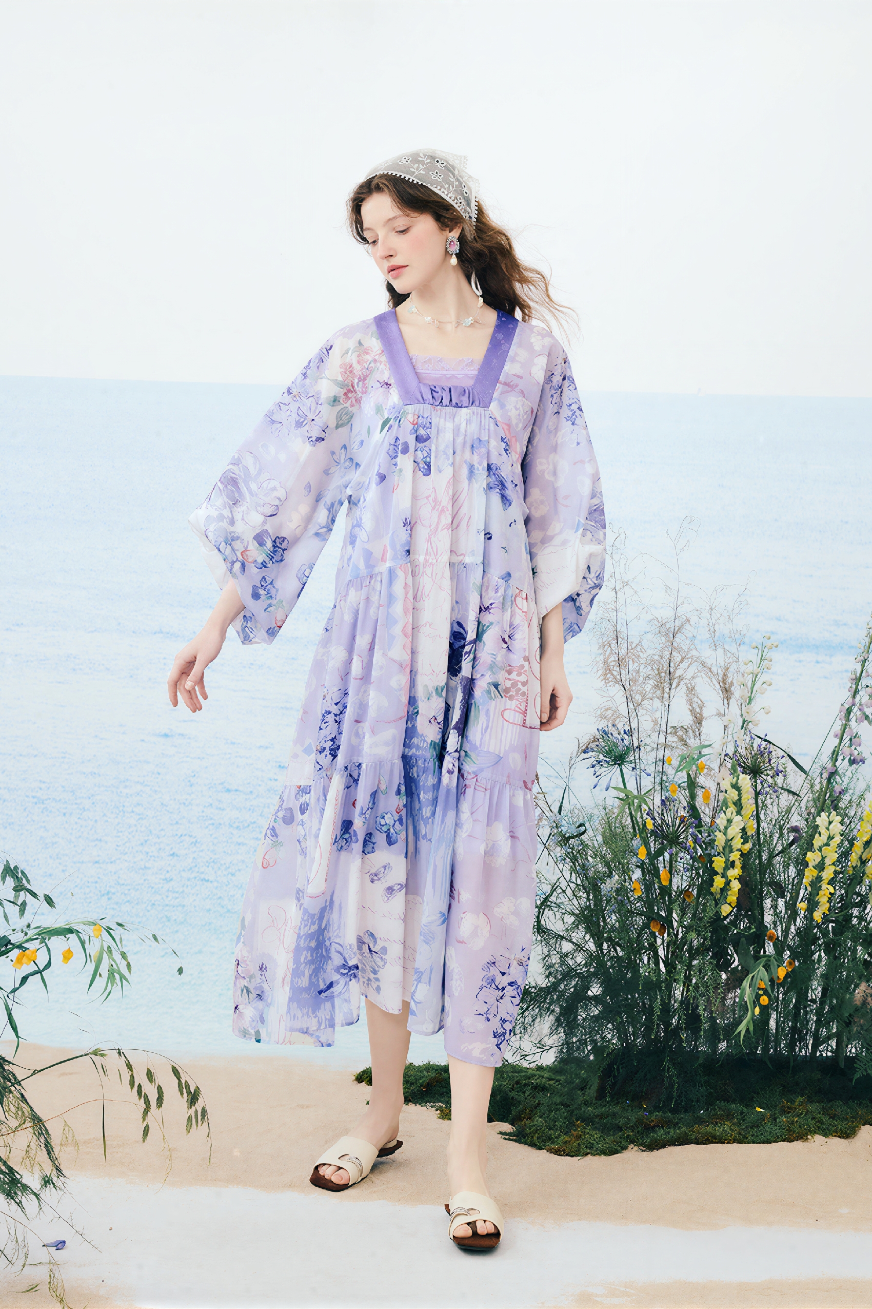French-Inspired Purple Vacation Dress