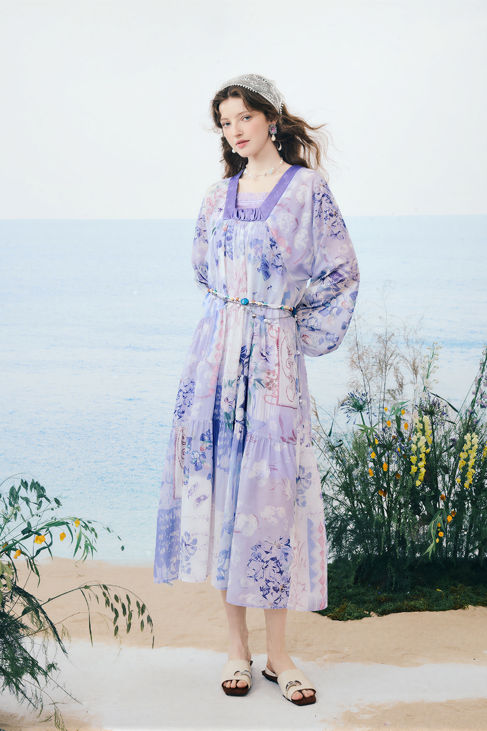 French-Inspired Purple Vacation Dress