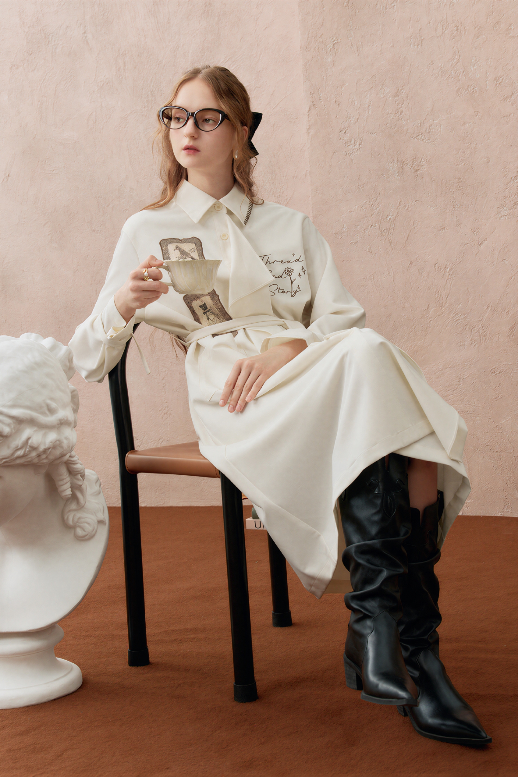 Trench coat with fitted waist dress