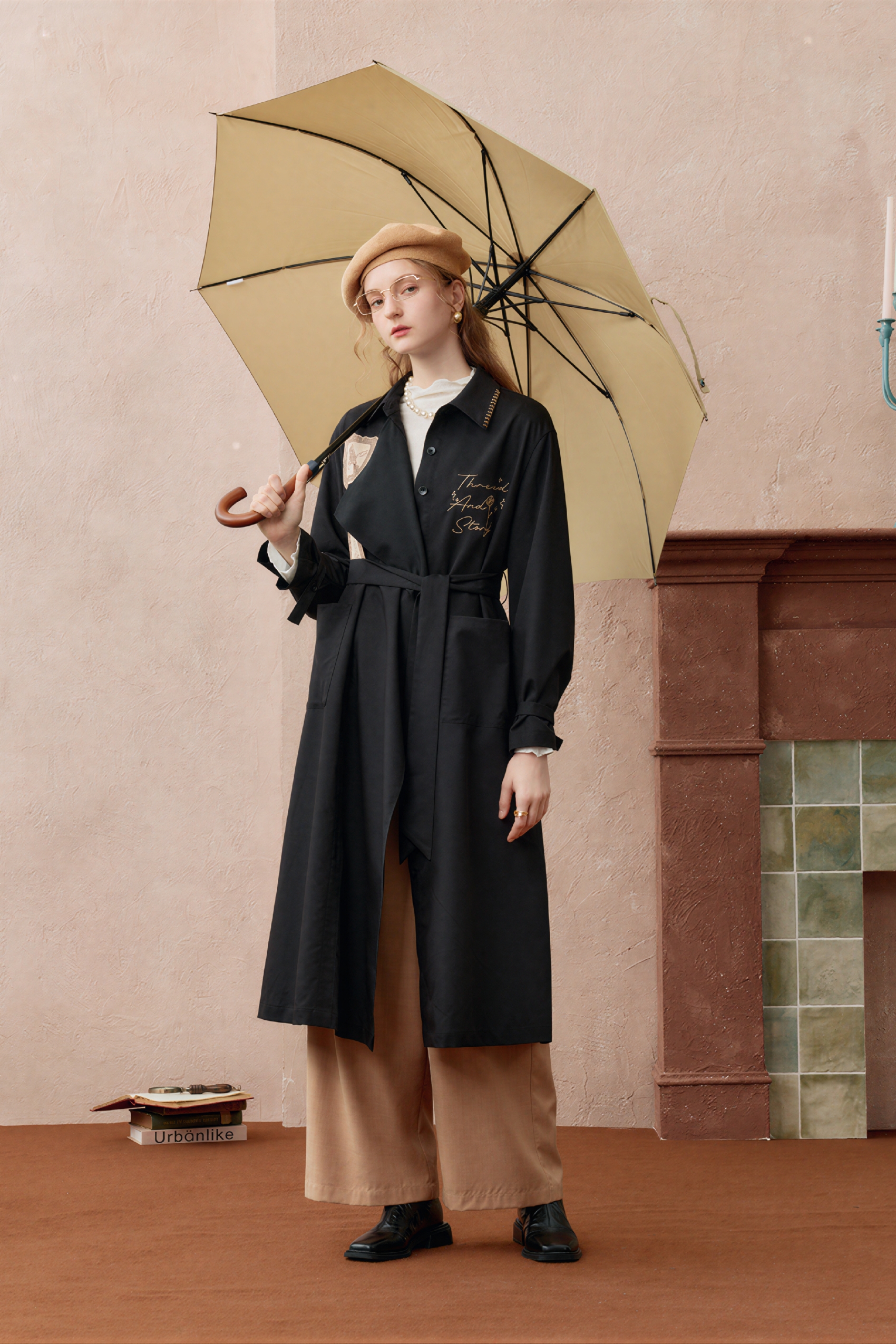 Trench coat with fitted waist dress