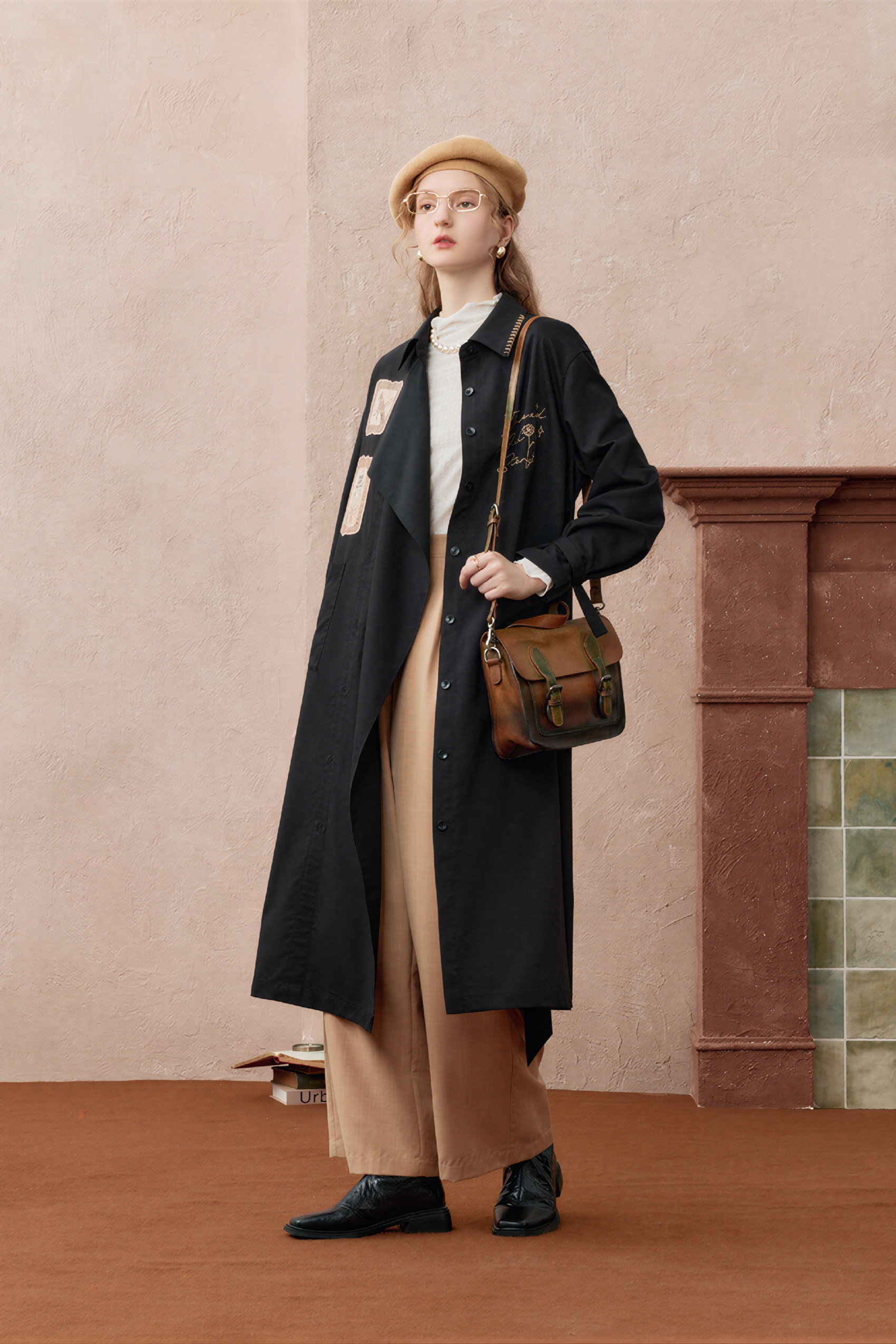 Trench coat with fitted waist dress