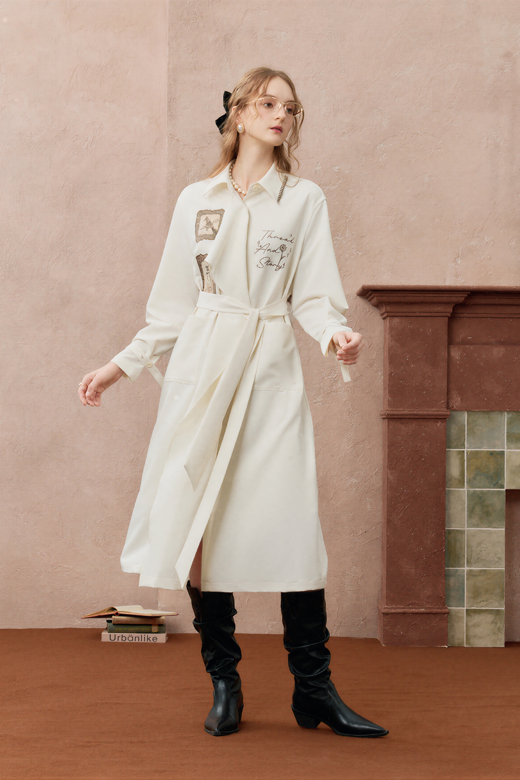Trench coat with fitted waist dress