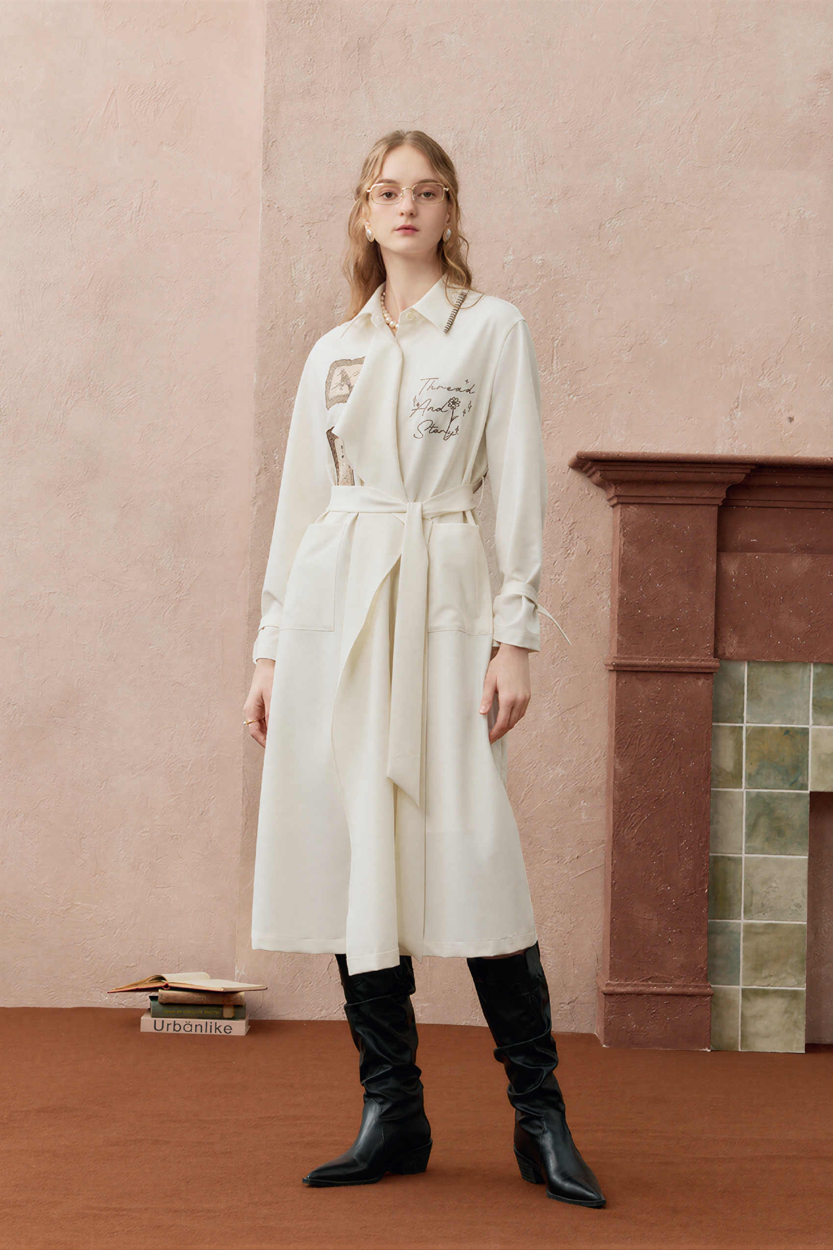 Trench coat with fitted waist dress