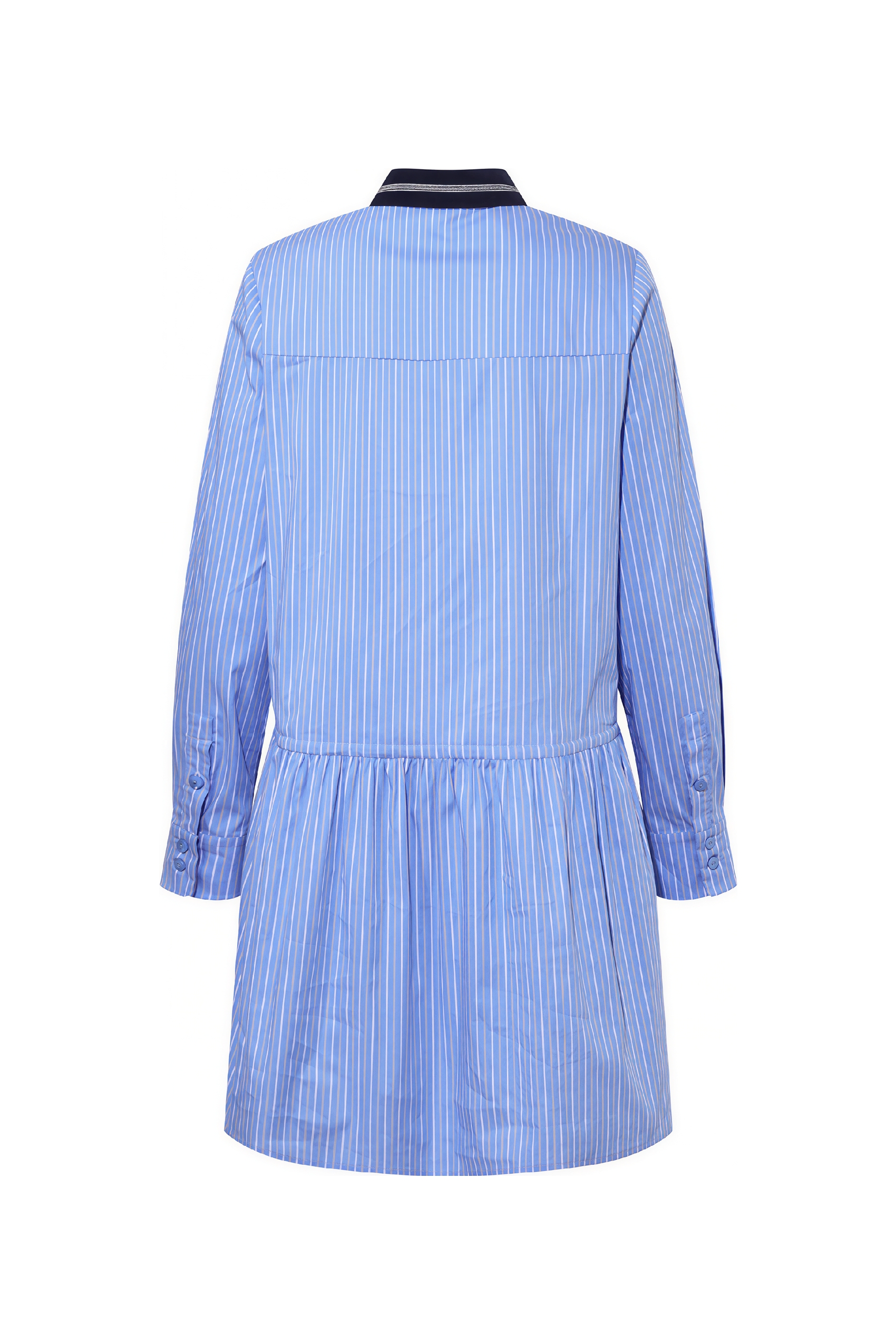 Monet-Inspired Striped Waist-Defined Shirt Dress