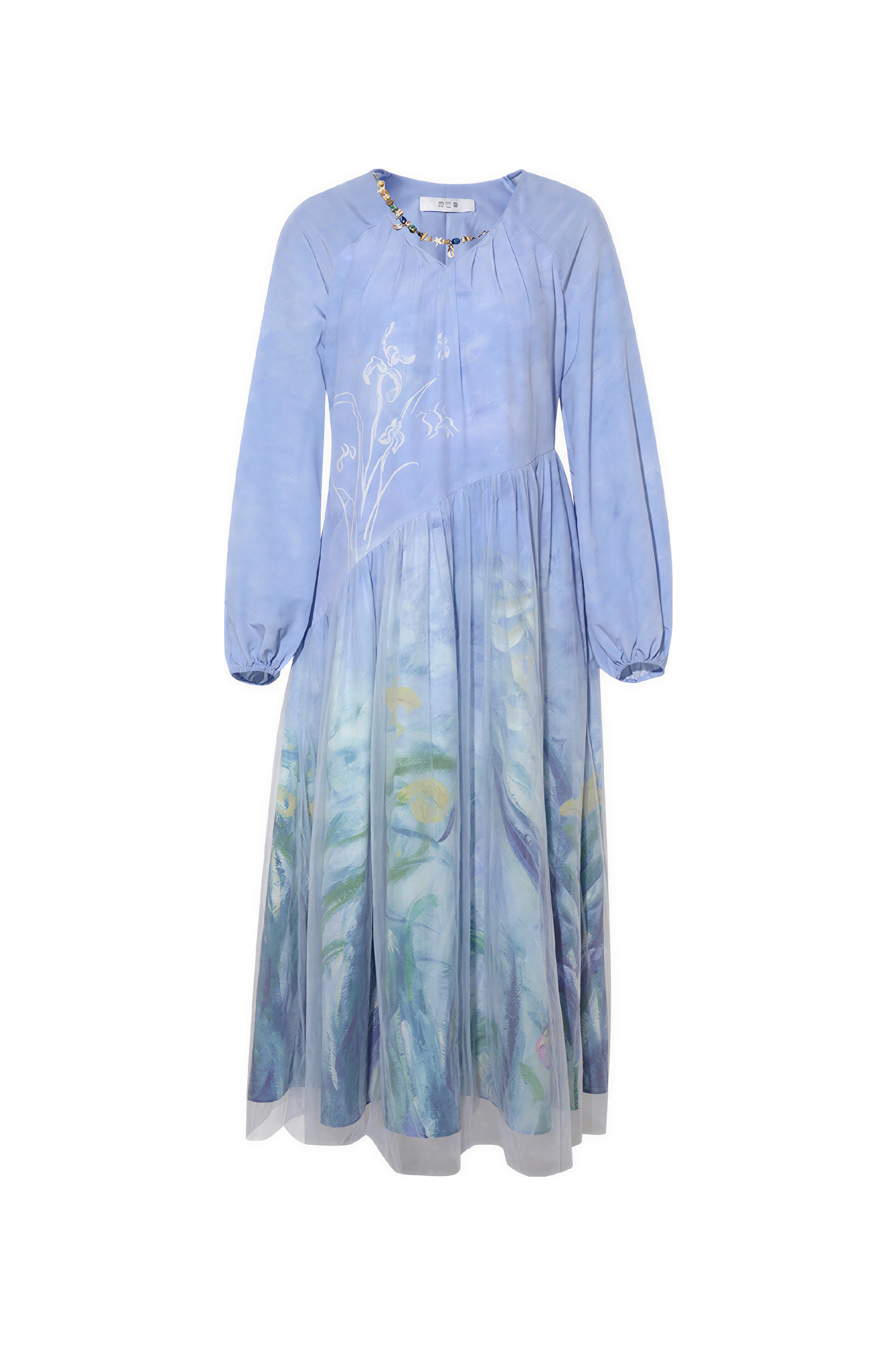 Monet-Inspired Blue Seaside Vacation Dress-LYONSENS
