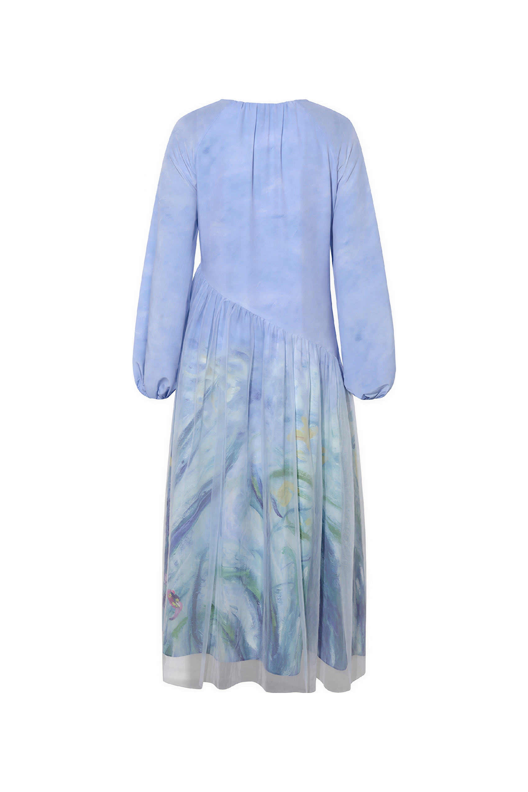 Monet-Inspired Blue Seaside Vacation Dress-LYONSENS