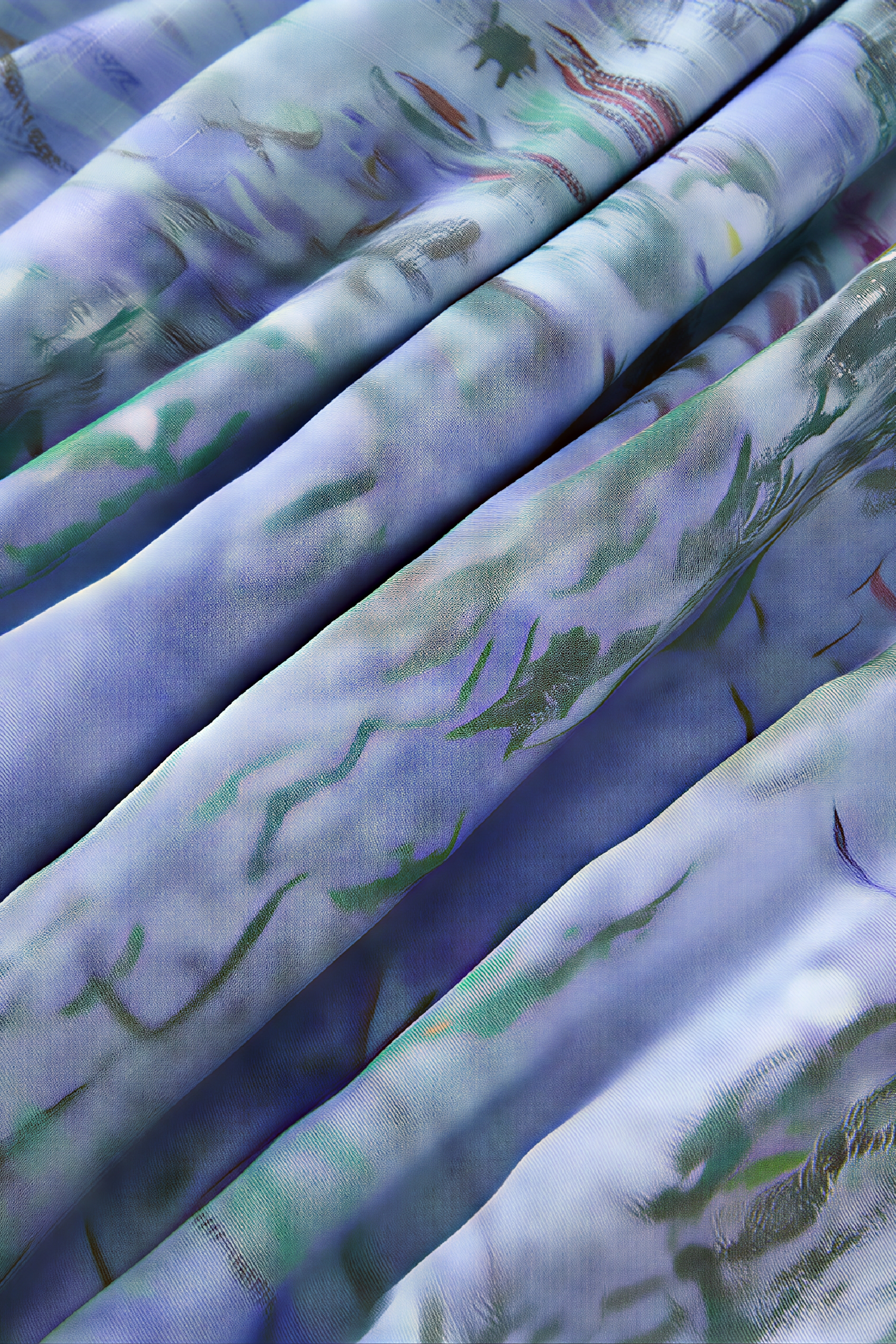 Monet-Inspired French Printed Long-Sleeve Dress