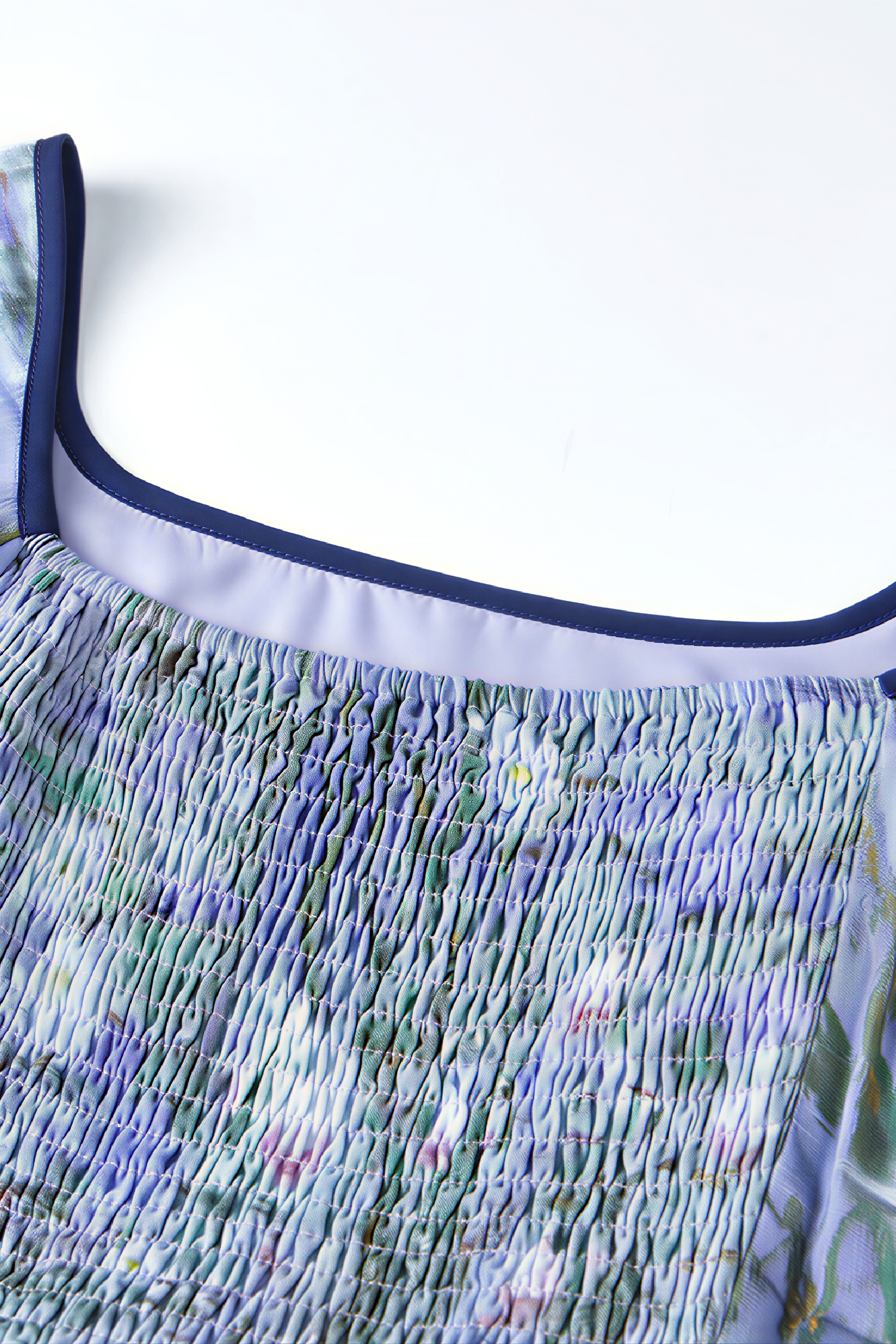 Monet-Inspired French Printed Long-Sleeve Dress