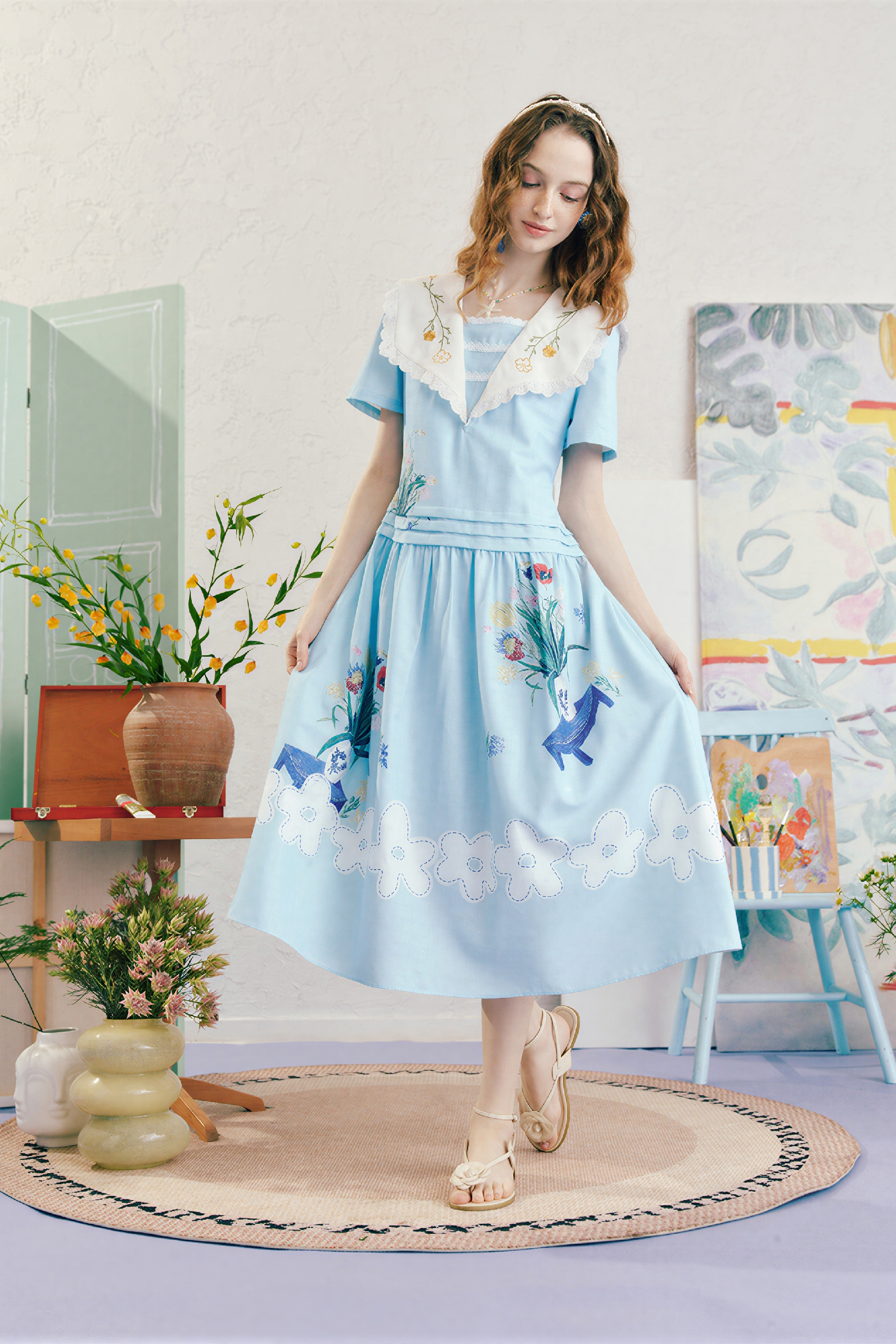 Matisse-Inspired Blue French Slimming Dress