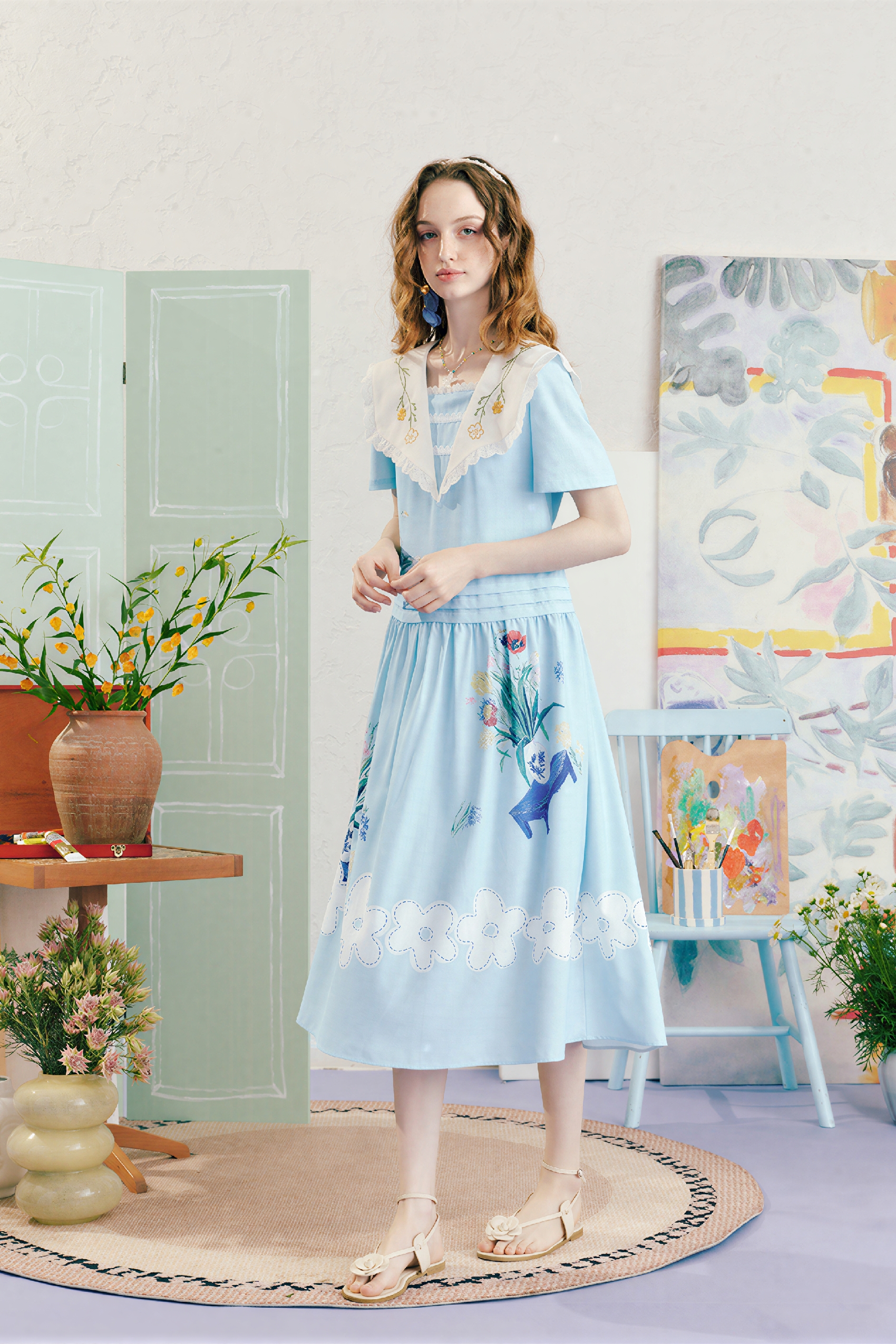 Matisse-Inspired Blue French Slimming Dress