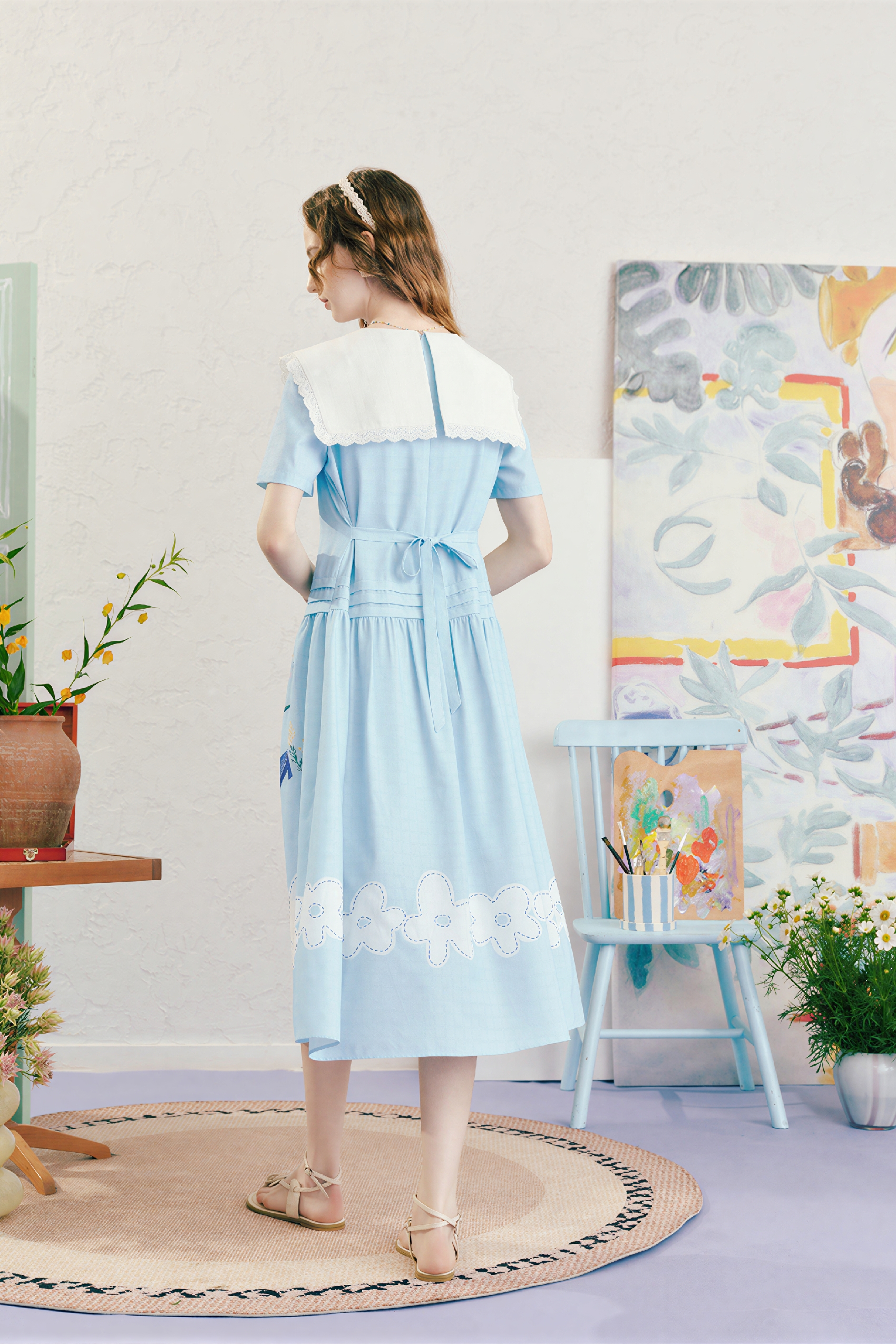 Matisse-Inspired Blue French Slimming Dress