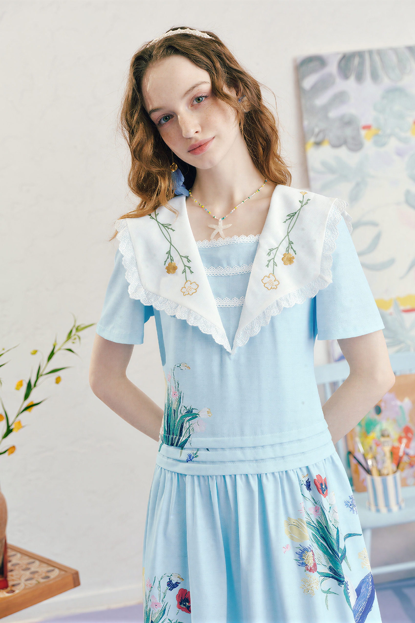 Matisse-Inspired Blue French Slimming Dress