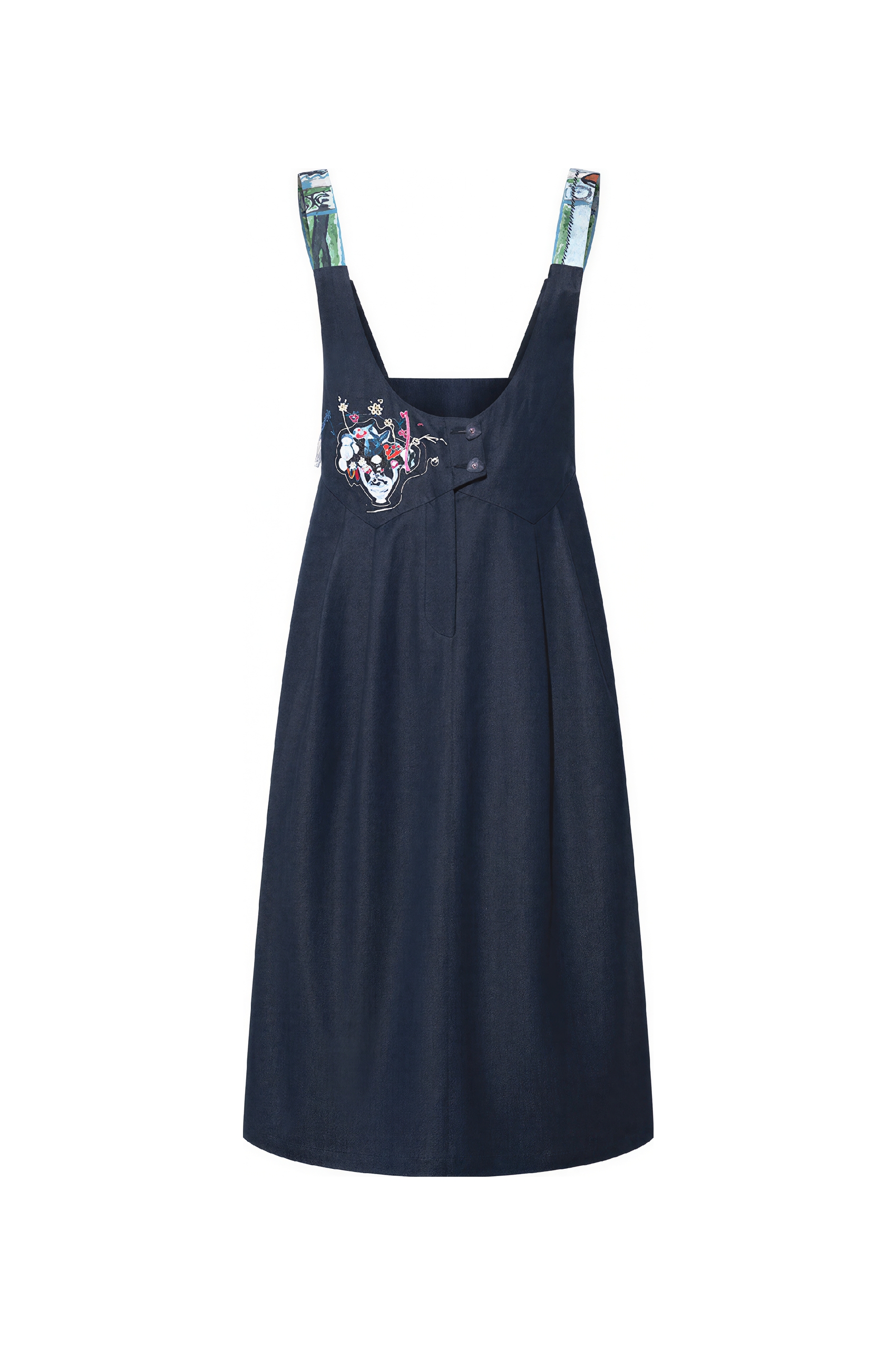 French Style Denim Pinafore Dress