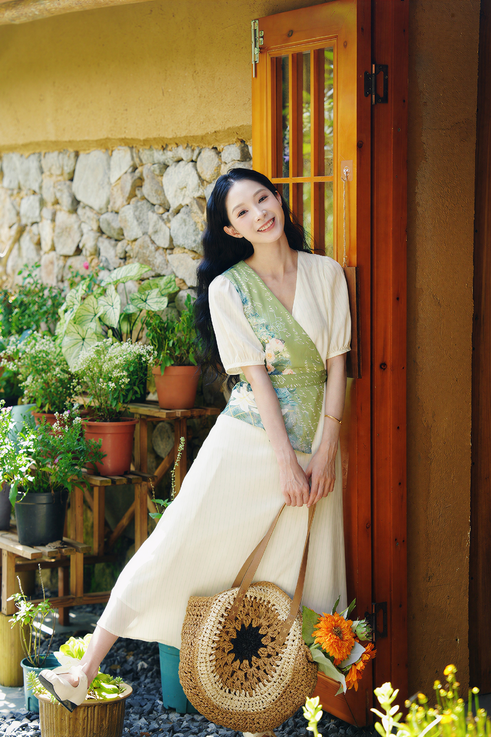 Monet-Inspired Vintage Trendy Waist-Cinching Dress