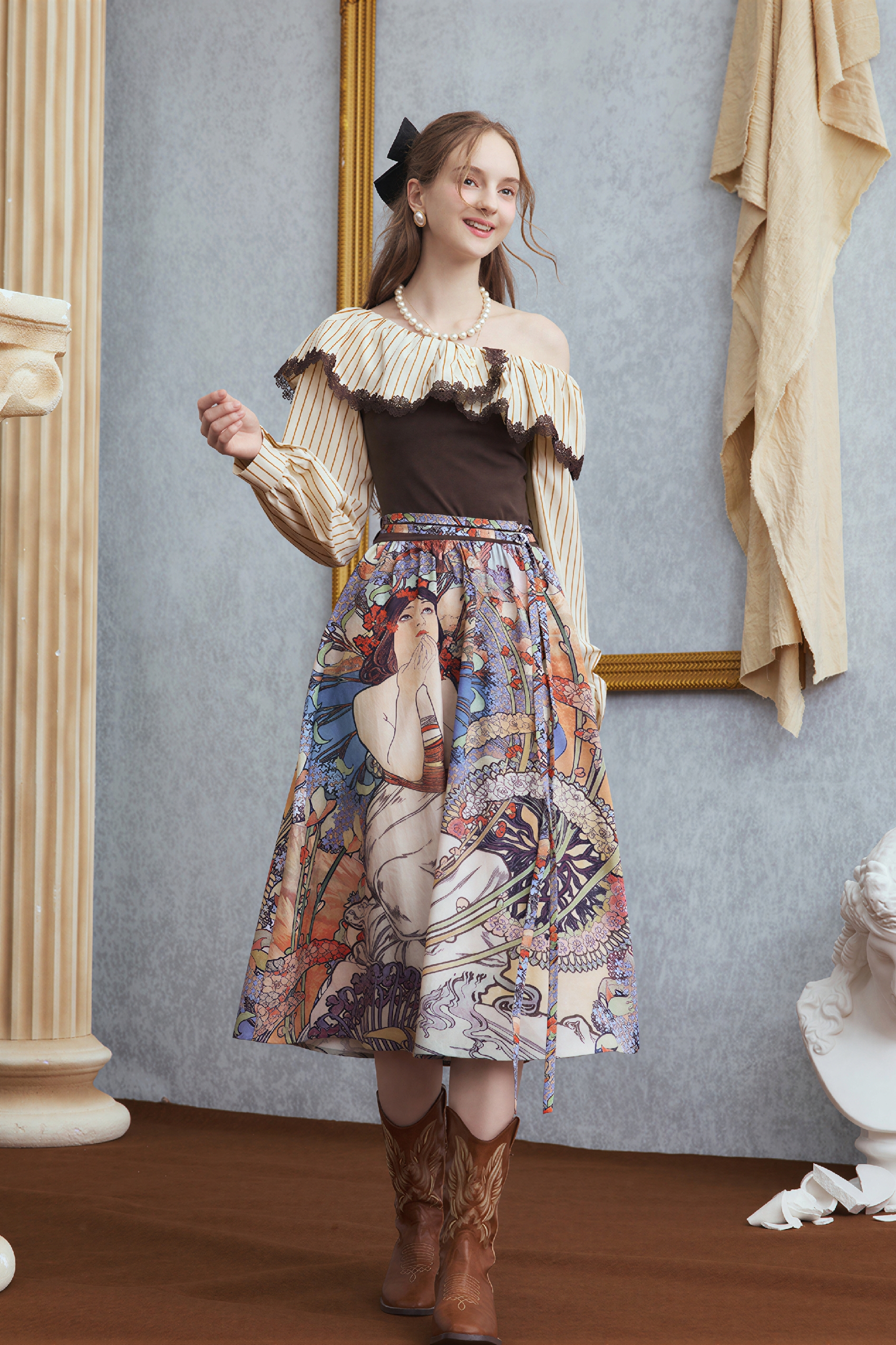 Monet-Inspired French Waist-Cinching Dress | LYONSENS Women's Fashion