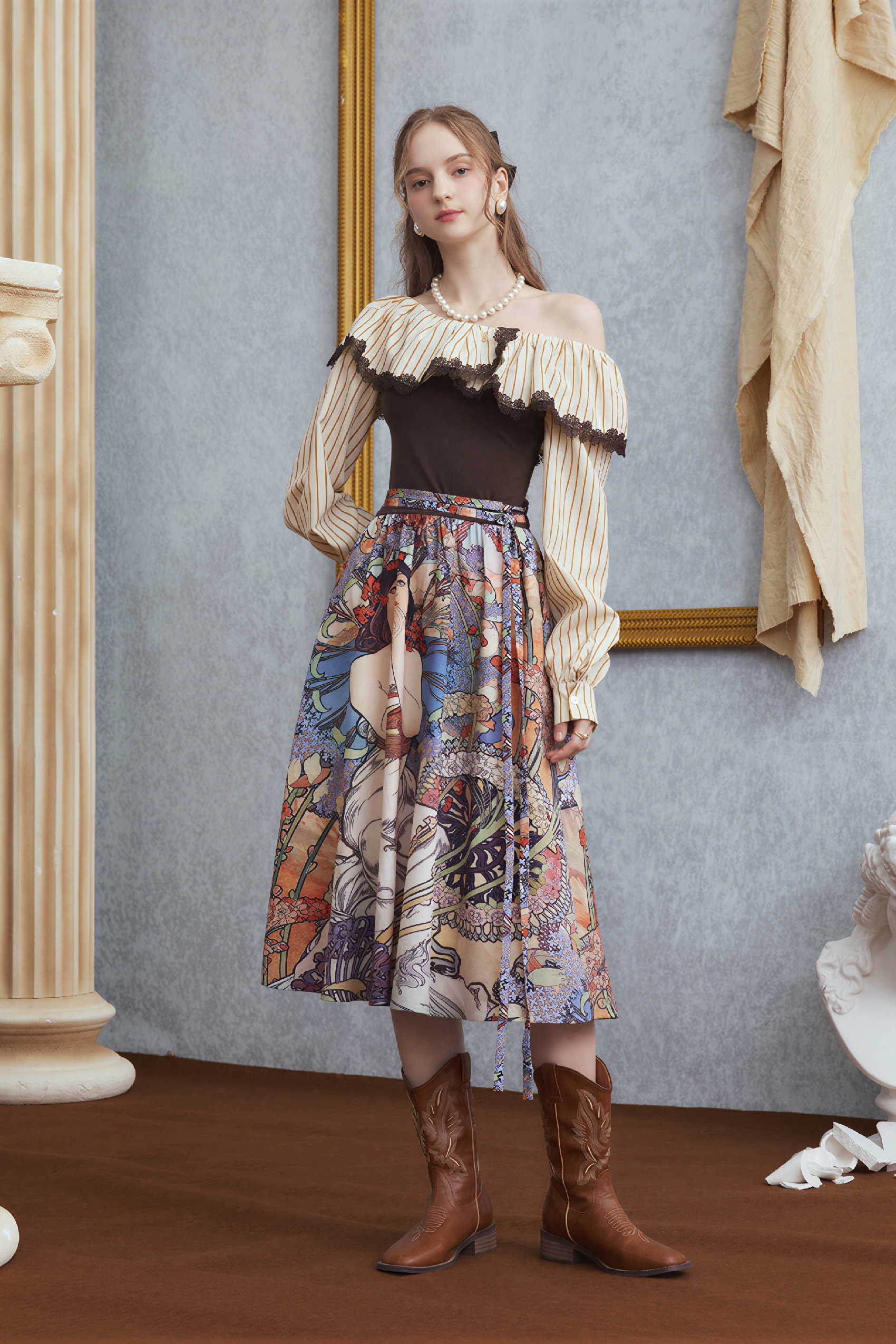 Monet-Inspired French Waist-Cinching Dress | LYONSENS Women's Fashion