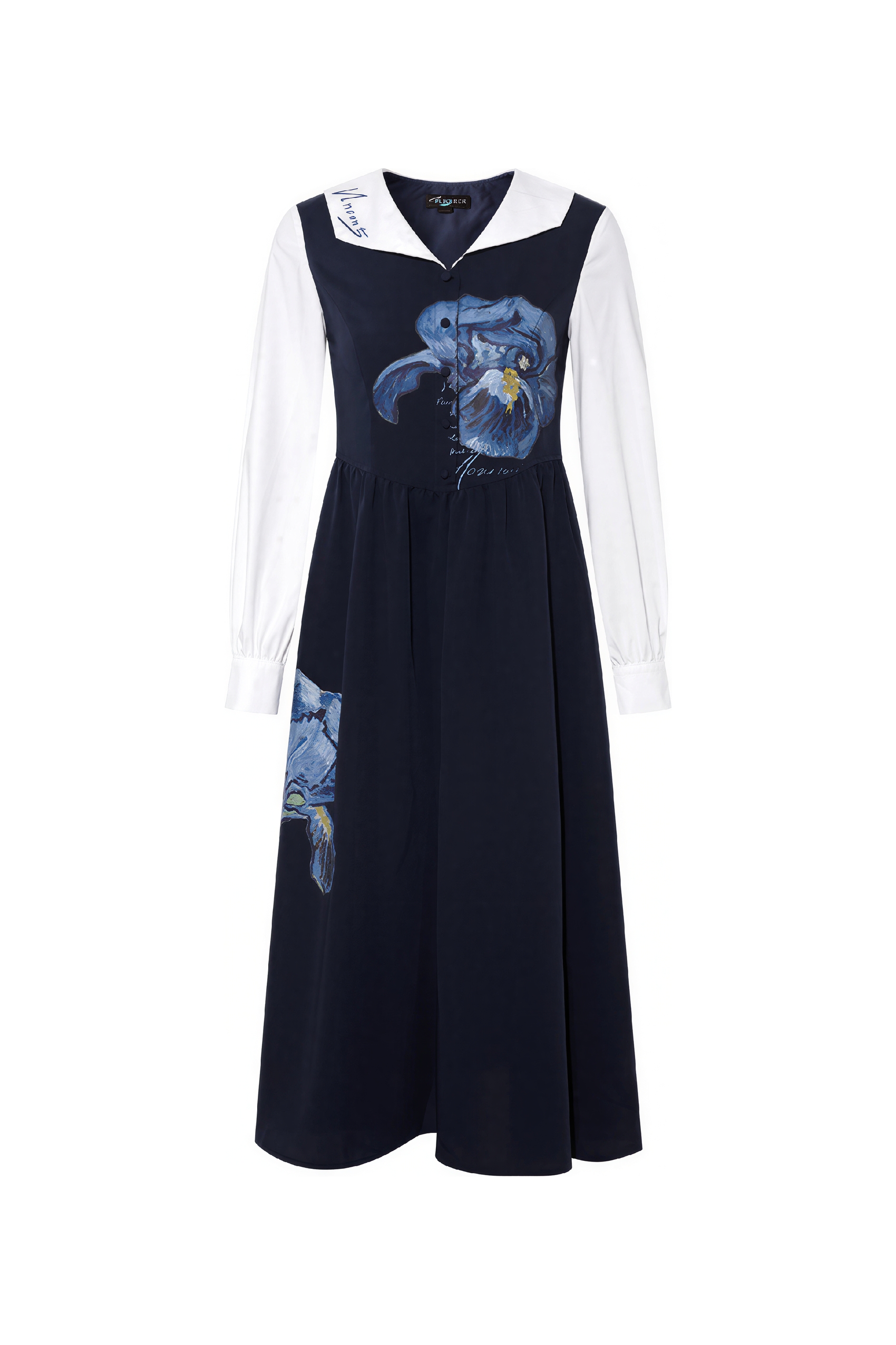 Van Gogh-Inspired French Artistic Waist-Defined Dress