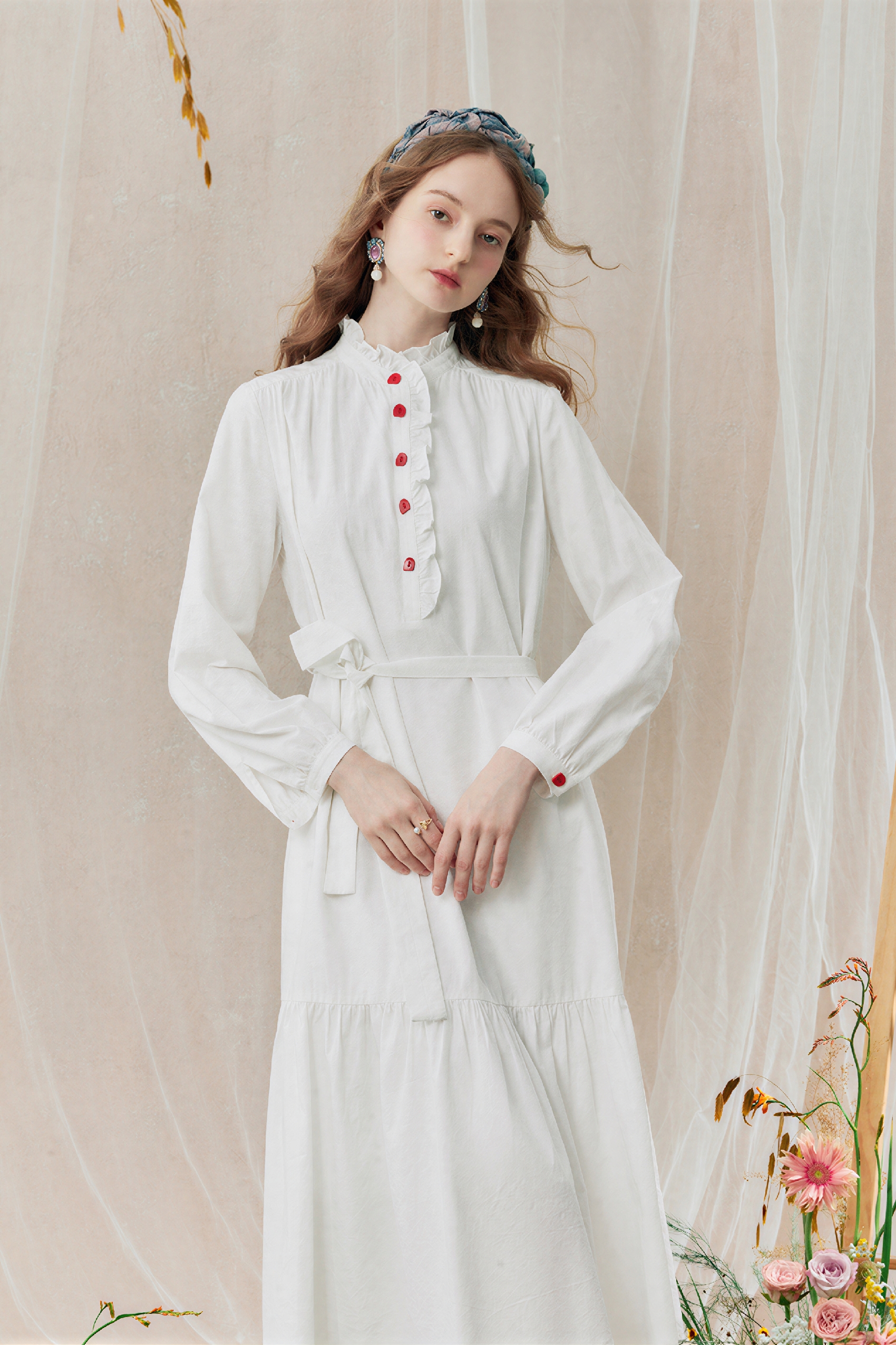 White Color-Block A-Line Designer Dress