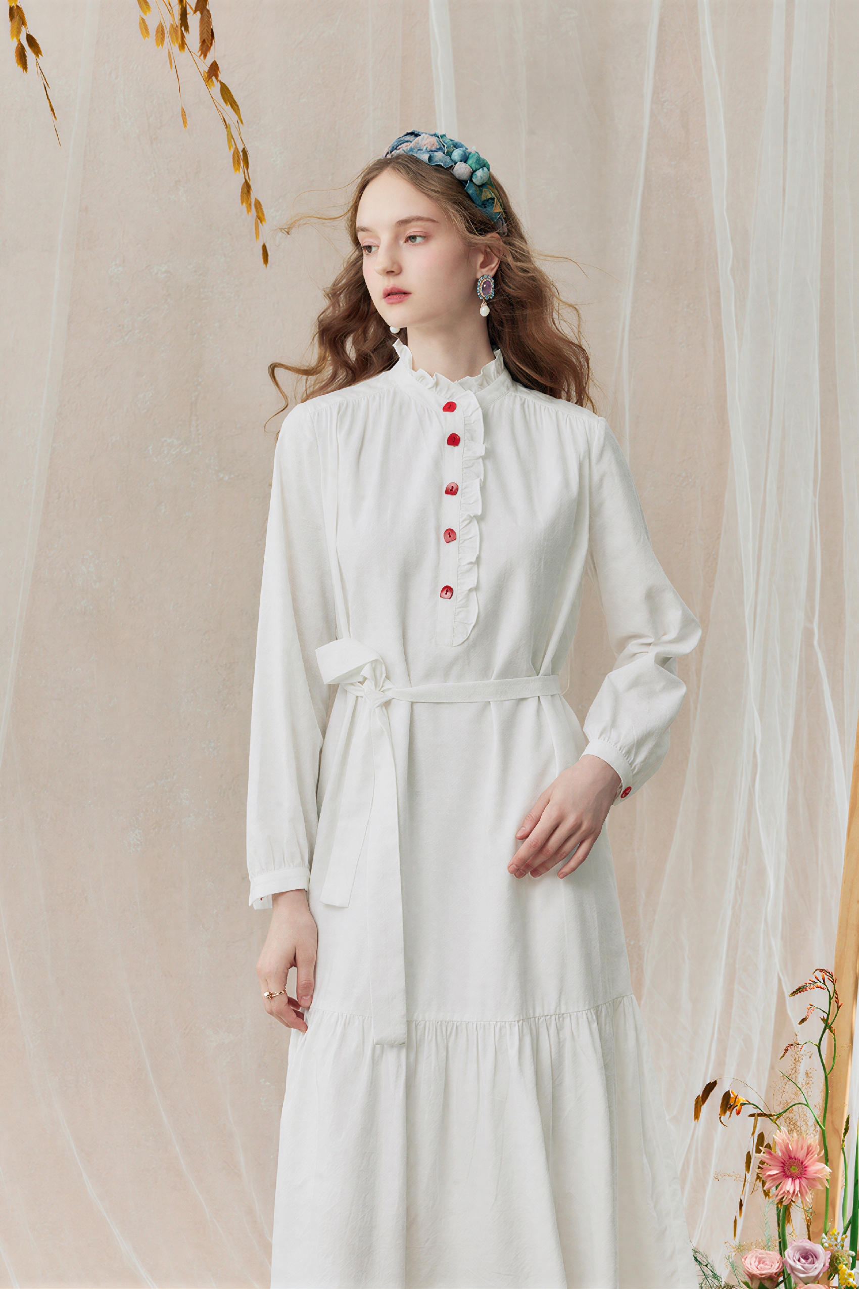 White Color-Block A-Line Designer Dress