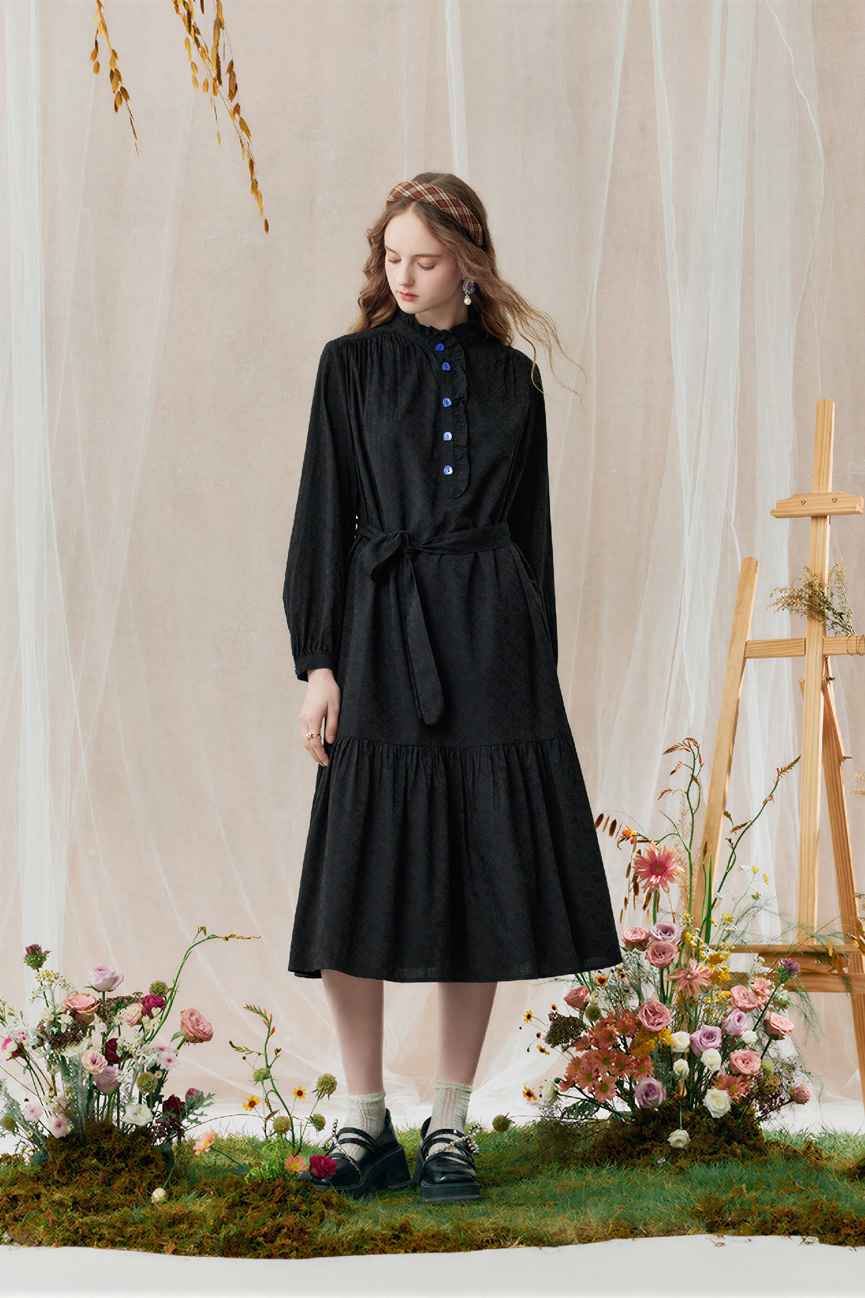 White Color-Block A-Line Designer Dress