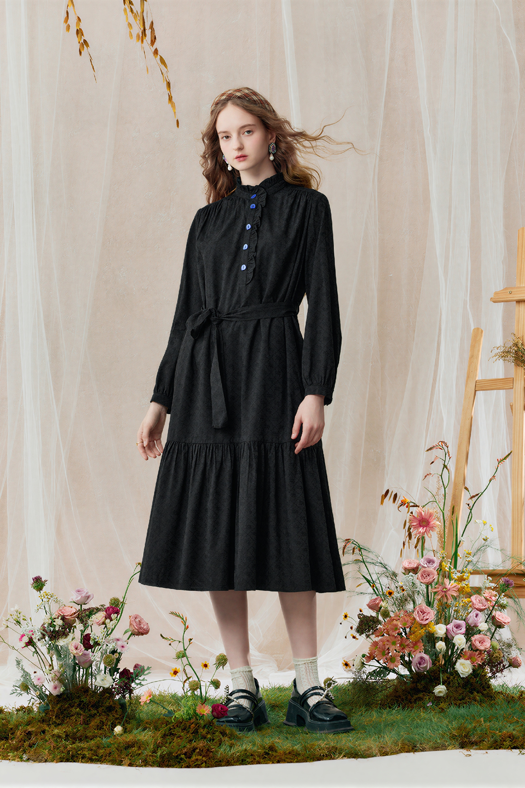 White Color-Block A-Line Designer Dress