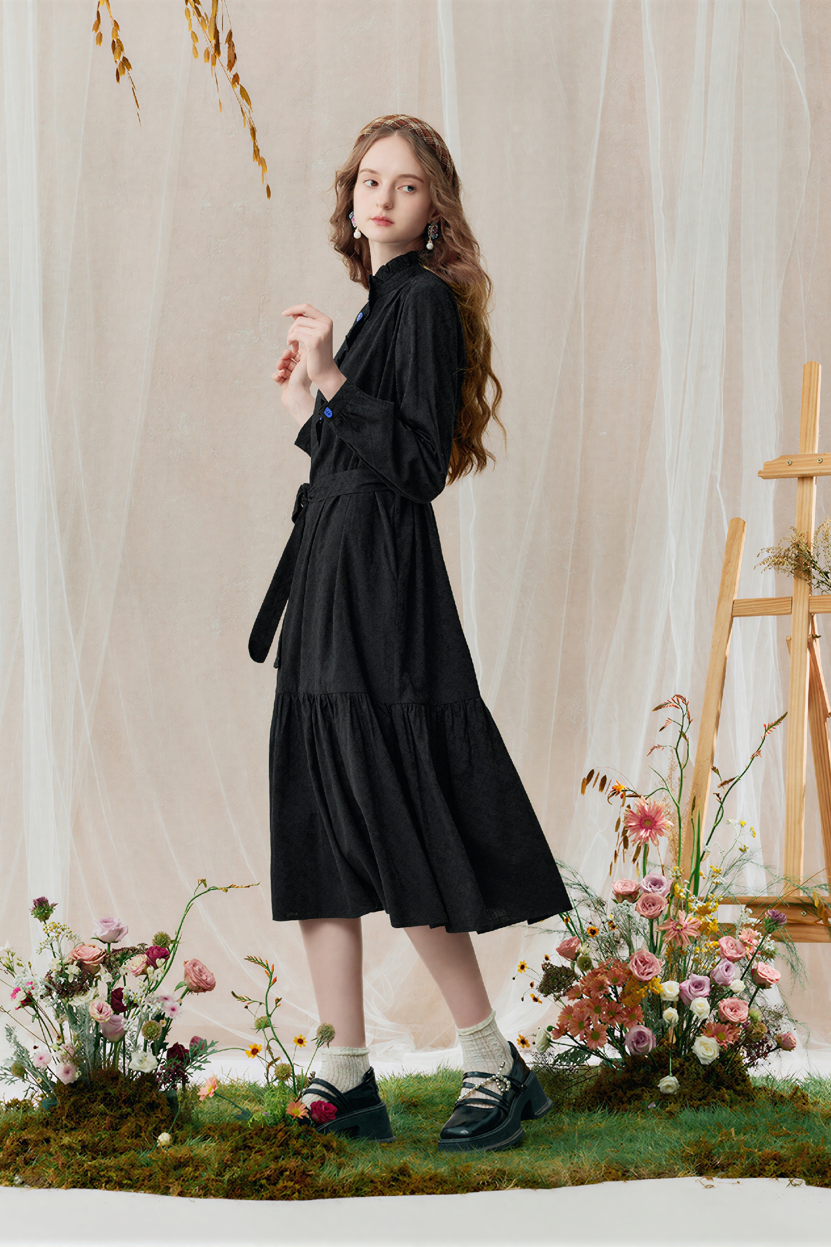 White Color-Block A-Line Designer Dress