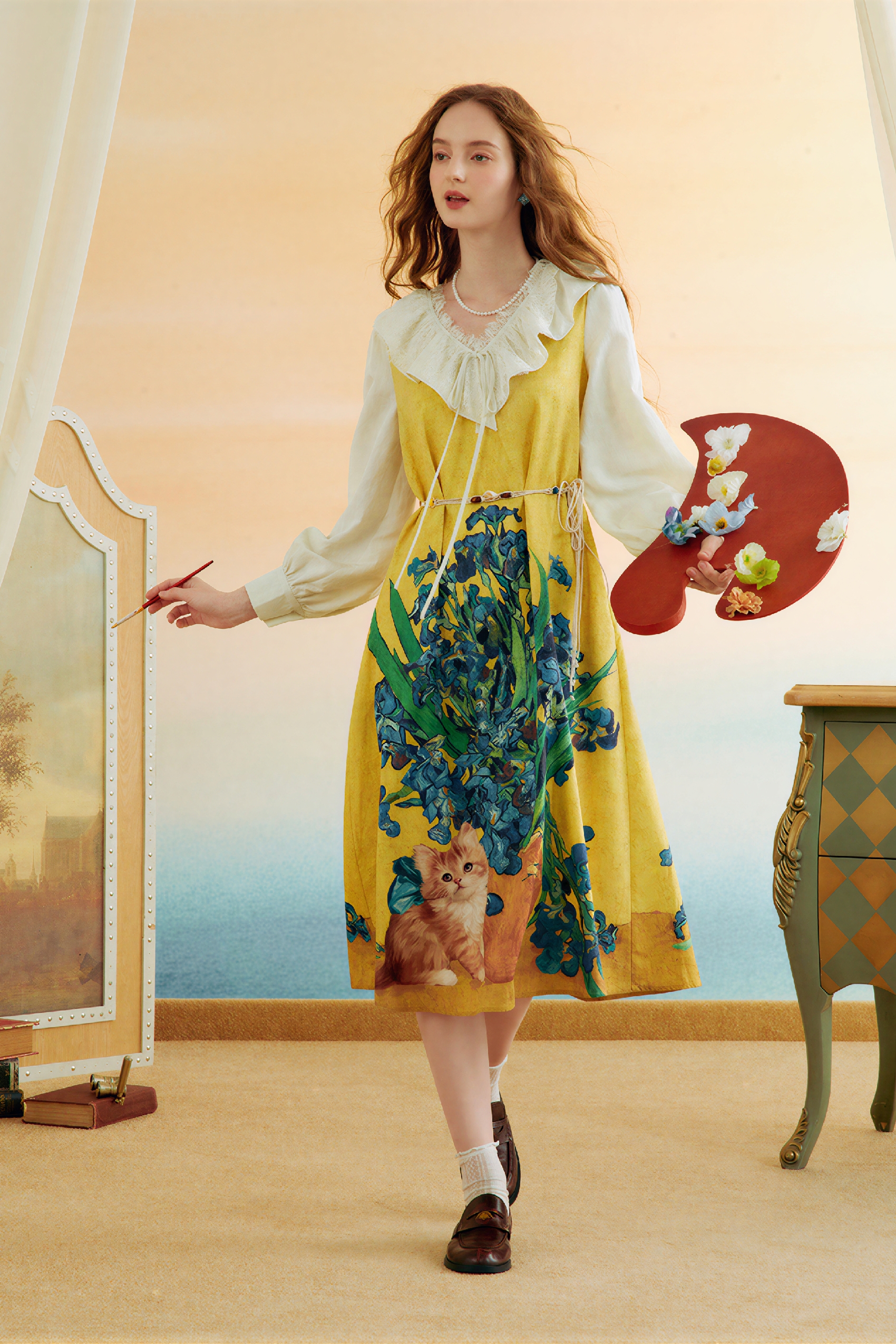 Printed Designer Faux Two-Piece Dress