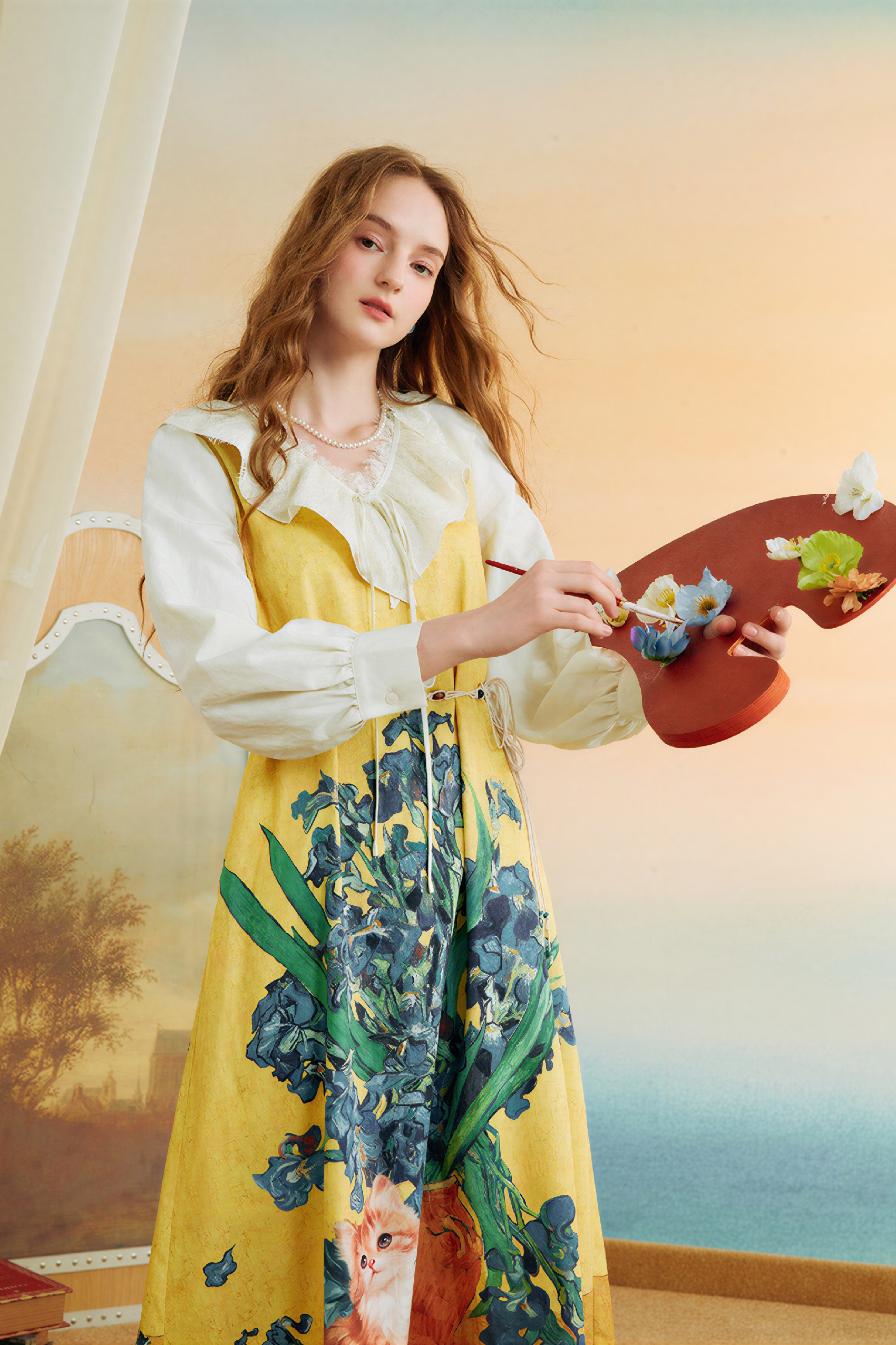 Printed Designer Faux Two-Piece Dress