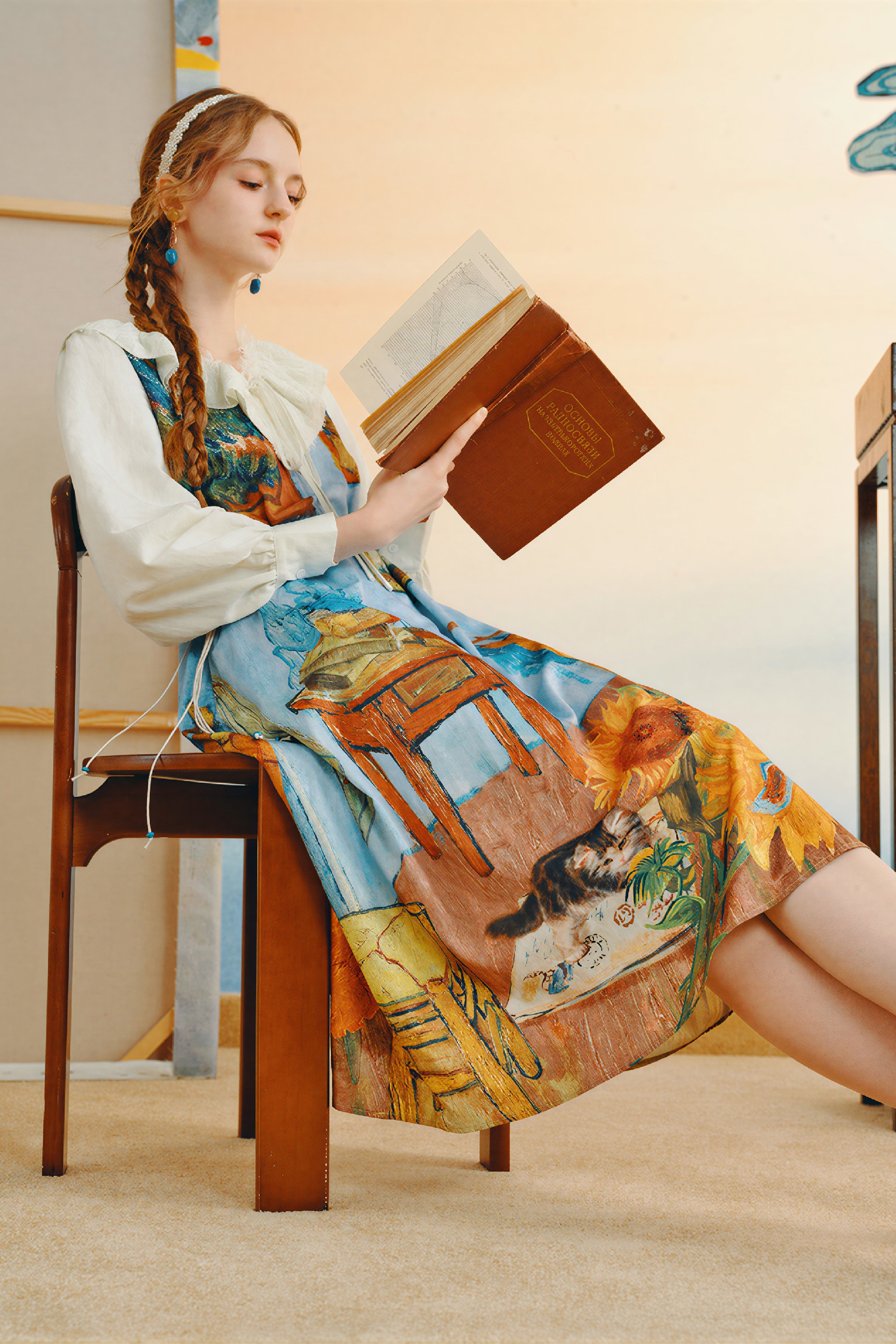 Printed Designer Faux Two-Piece Dress