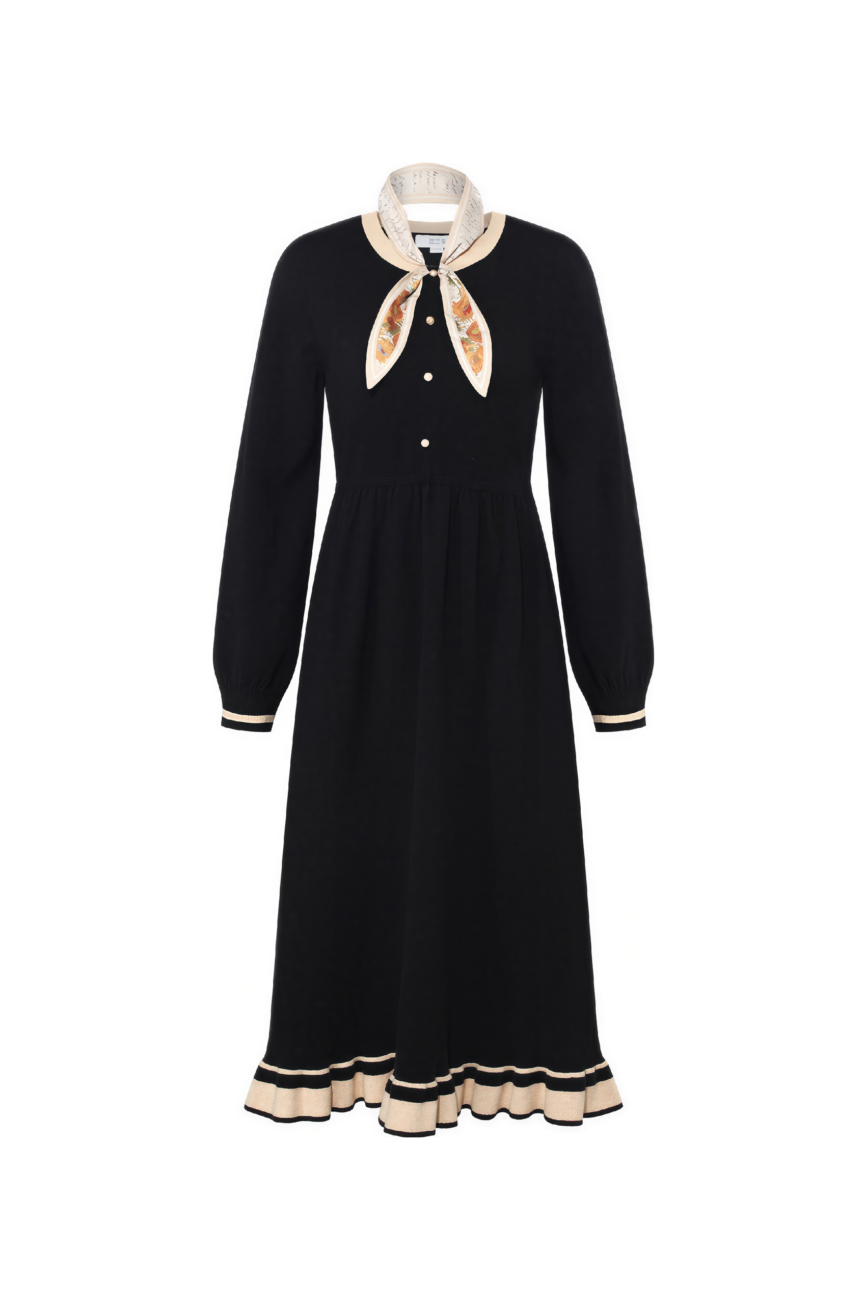 Van Gogh-Inspired Detachable Scarf Knit Dress